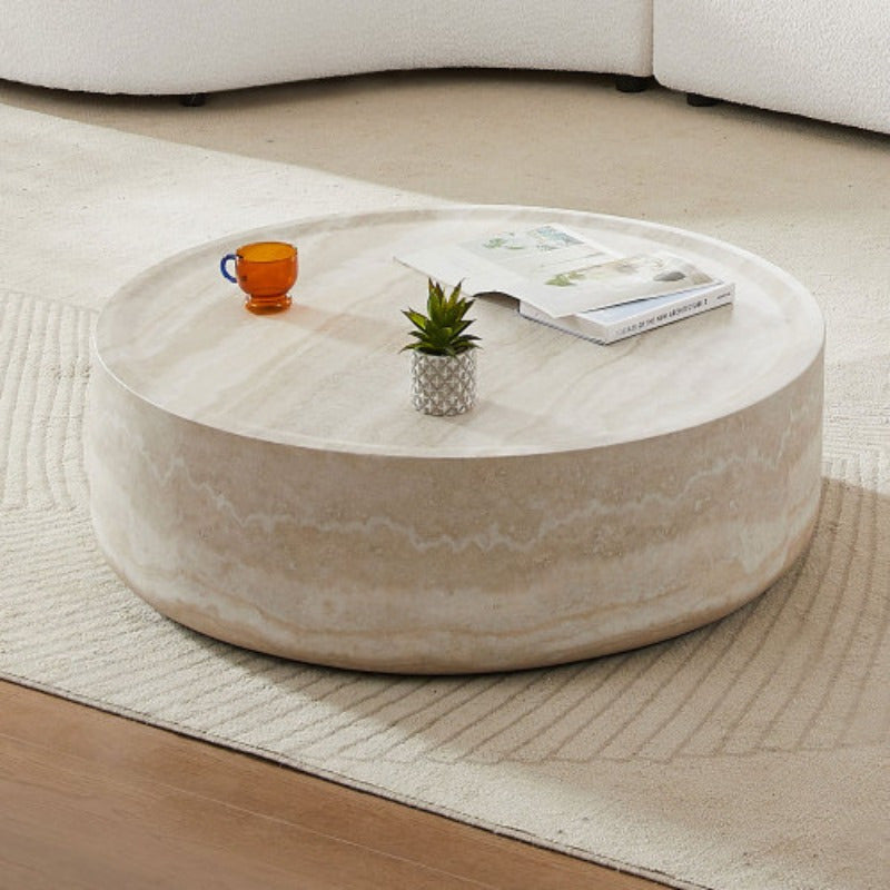 Round Faux MARS Pattern Coffee Table - No Assembly Required - Ideal for Living Room & Tea Time - Stylish & Durable