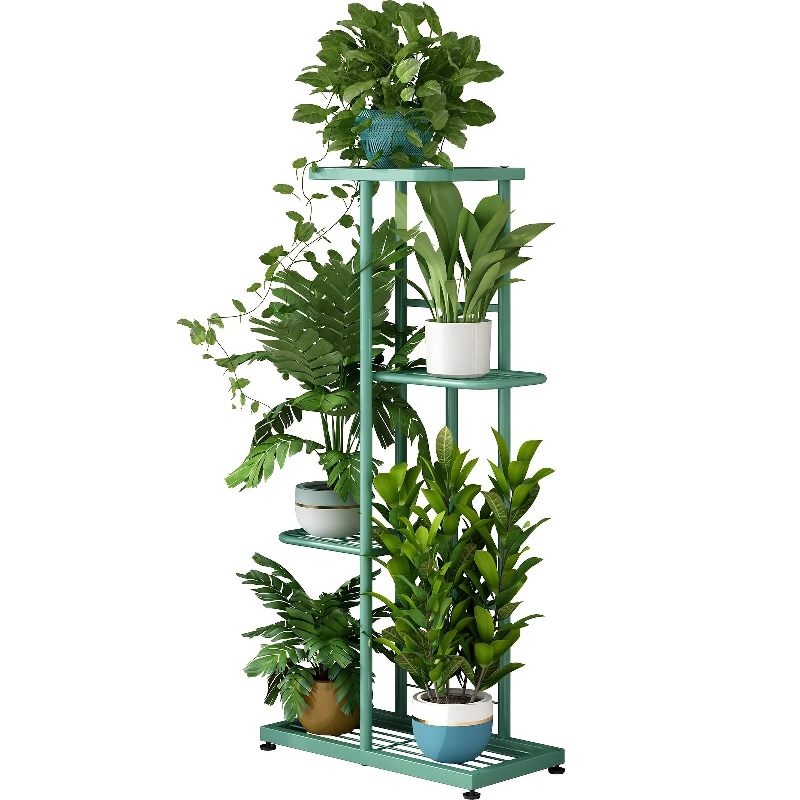 Plant Stand Indoor Outdoor Metal 4 Tier 5 Potted Multiple Flower Pot Holder Shelf Planter Display Shelving Unit for Patio Garden Corner Balcony Living Room