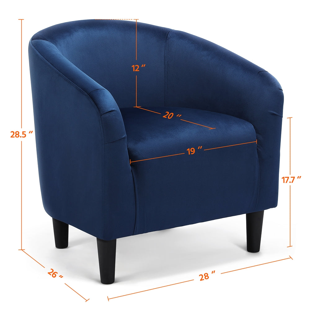 Velvet Club Chair Accent Arm Chair Upholstered Barrel Chair Black/Navy Blue/Gray/Pagoda Blue/Rose Red/Pink/Yellow