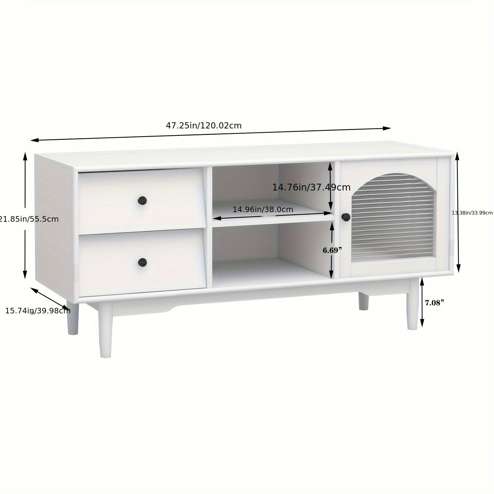 Entertainment Center With Glass Door Cabinet White TV Stand For 45/50/55 Inch TV With Drawers And Open Shelves Wood TV