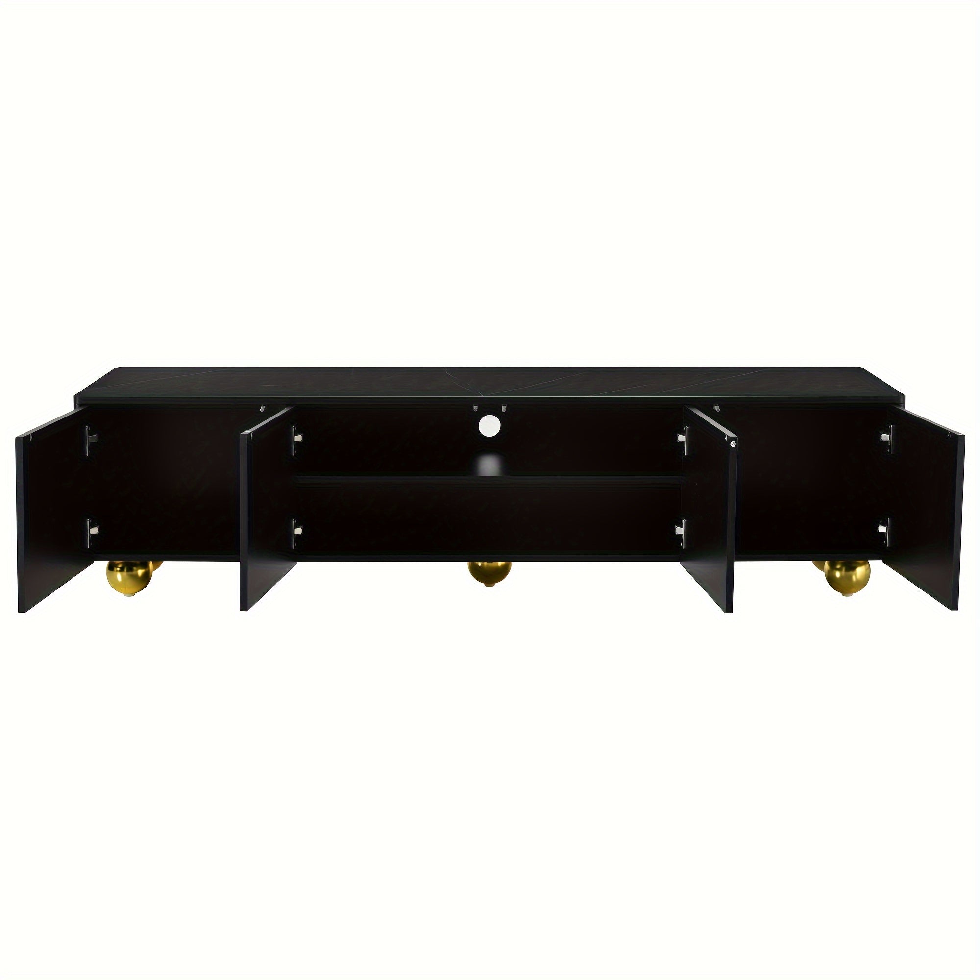 Modern TV Stand - Fits Up to 75" TVs, Marble Top & Golden Legs, Adjustable Shelf, Storage Cabinets Included - Perfect for Living Room Entertainment Center