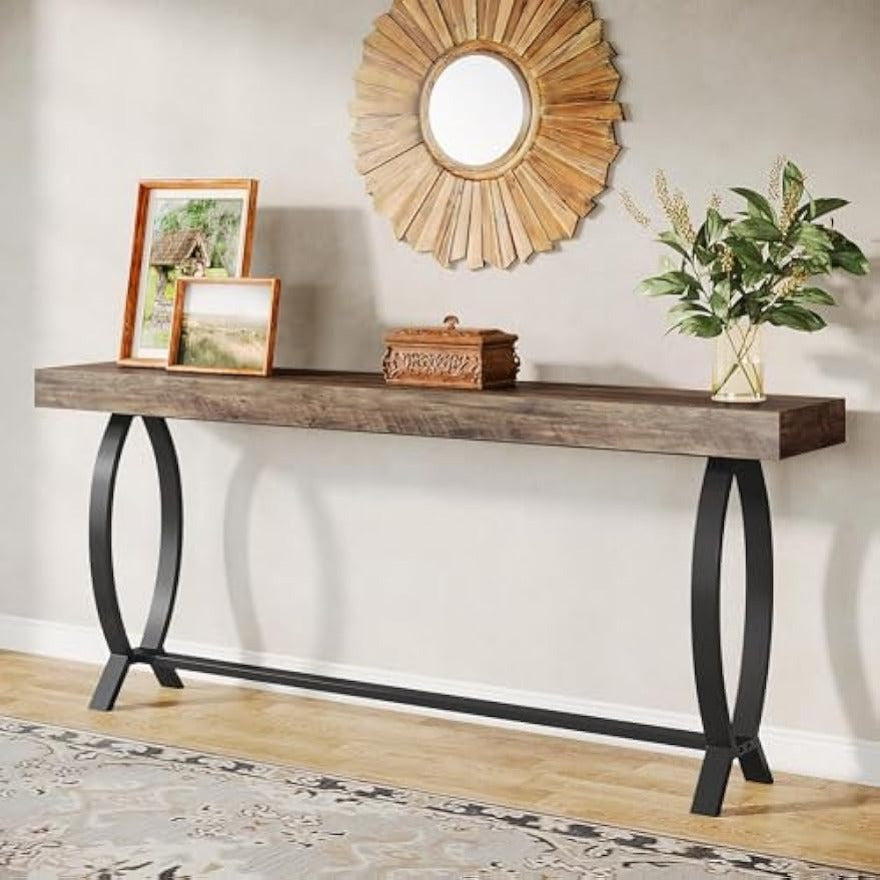 Console Foyer Table for Entryway: 70.87-Inch Narrow Long Entryway Entry Table, Farmhouse Sofa Table Behind Couch with Metal Legs, Entrance Table for Hallway, Living Room, Deck Boxes