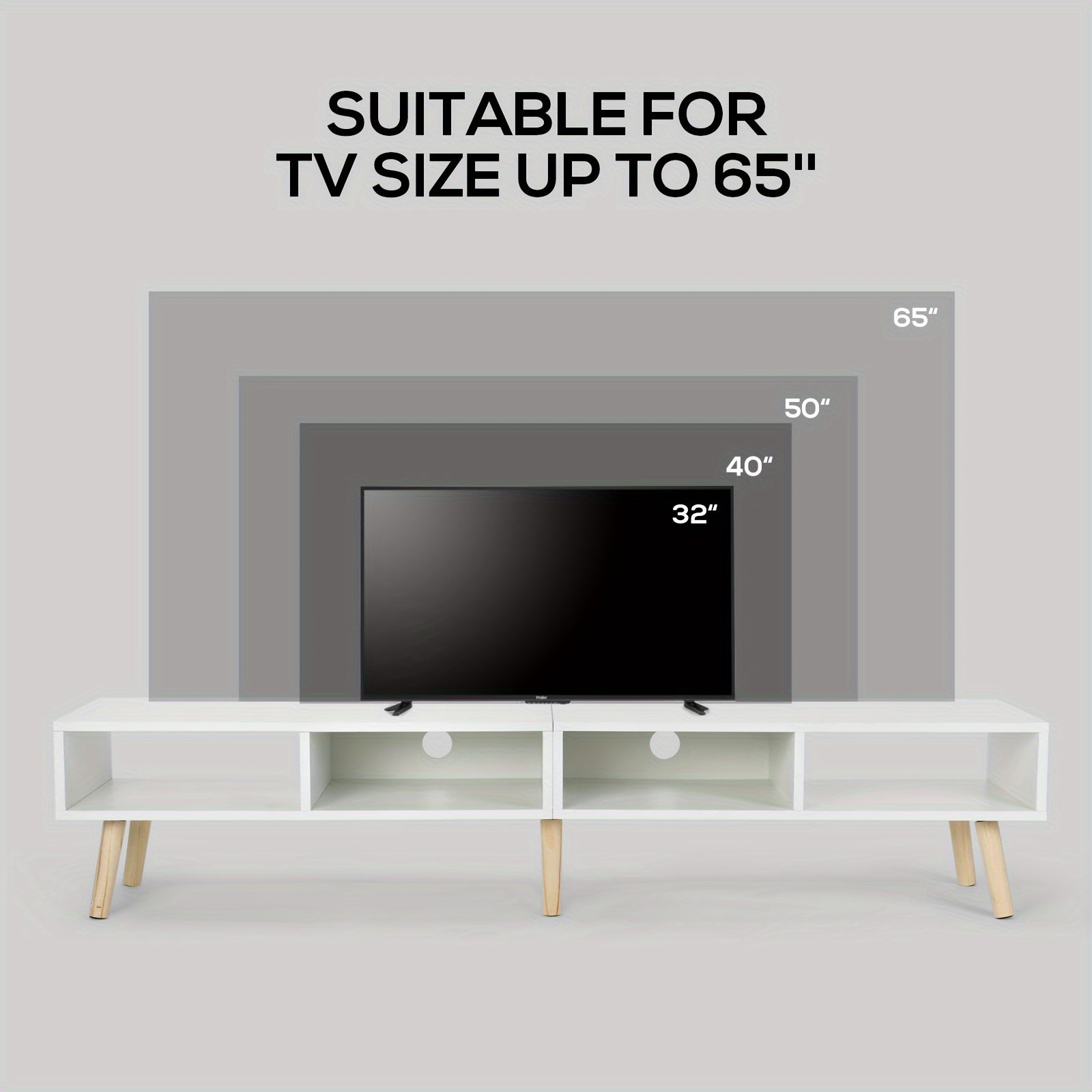 59" TV Stand For 30"-65" TV With Open Shelf