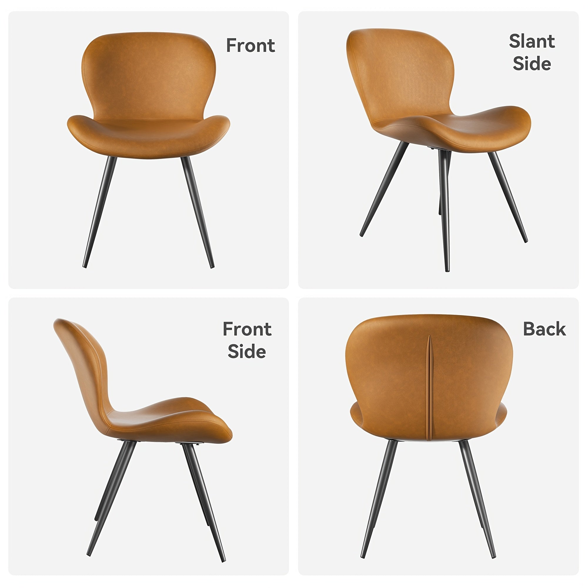 Contemporary Faux Leather Dining Chairs, Ergonomic Upholstered Seating with Metal Legs, Easy Clean, No Electricity Required, for Kitchen and Dining Room