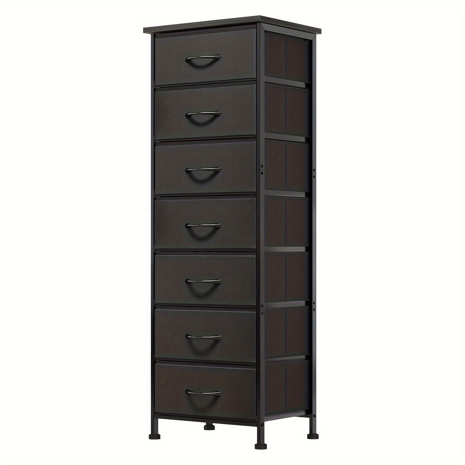 Tall Dresser For Bedroom, Storage Organizer With 7 Drawers, Vertical Bedside End Table For Bedroom, Sturdy Steel Frame, Nightstand Furniture, Chest Of Drawers For Closet