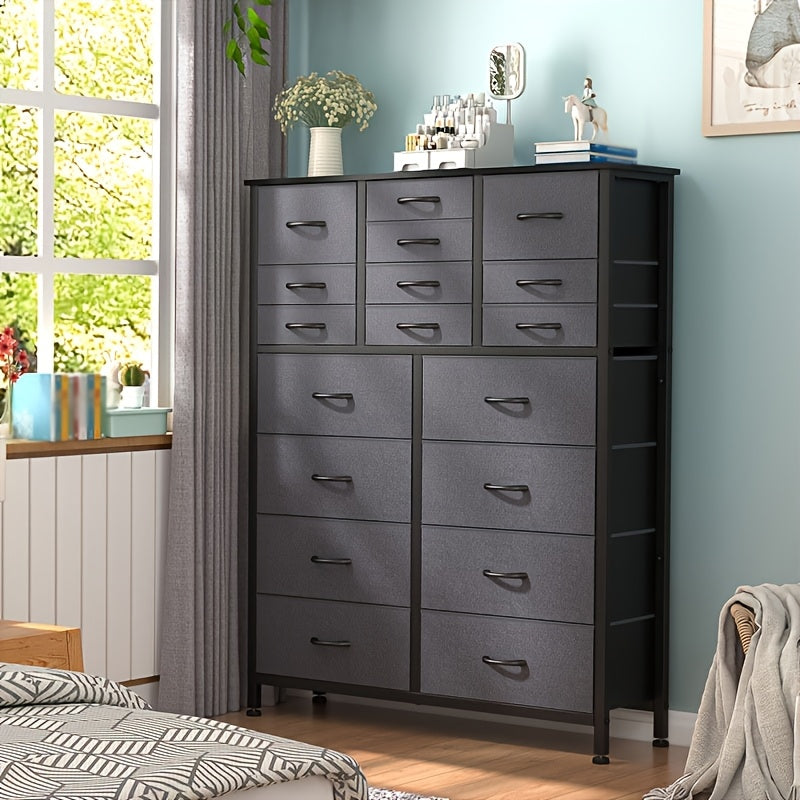 Dresser For Bedroom With 18 Fabric Drawers Tall Storage Dresser Chest Of Drawers For Closet Nursery Bedside Living Room