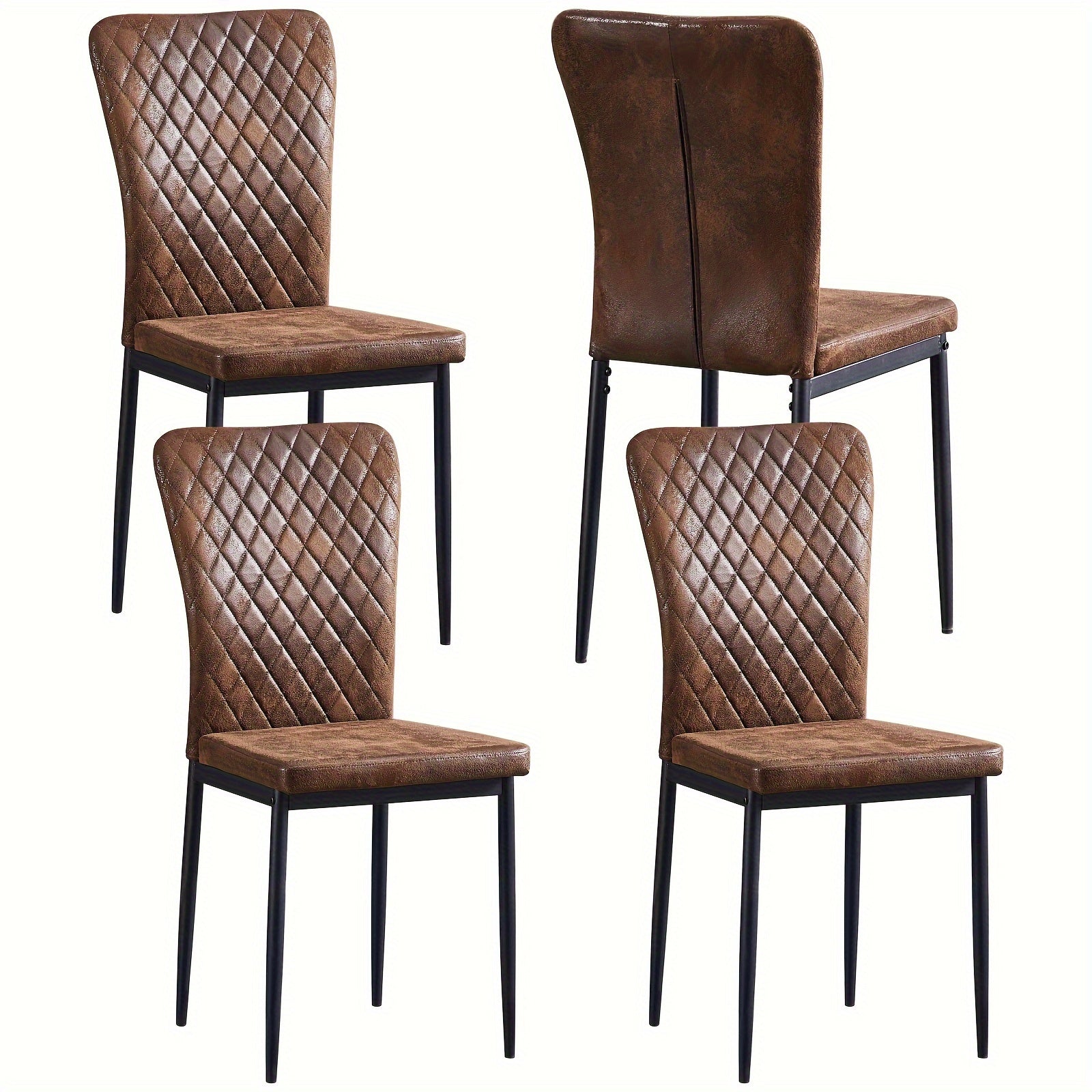 Black Velvet Dining Chairs Set Of 4 Kitchen & Dining Room Chairs High Back Kitchen Living Room Chairs Metal Frame Modern Lattice Design Set Of 6 Brown Living Room Chairs Dining Chairs with Suede, High Back, Metal Frame And Mo