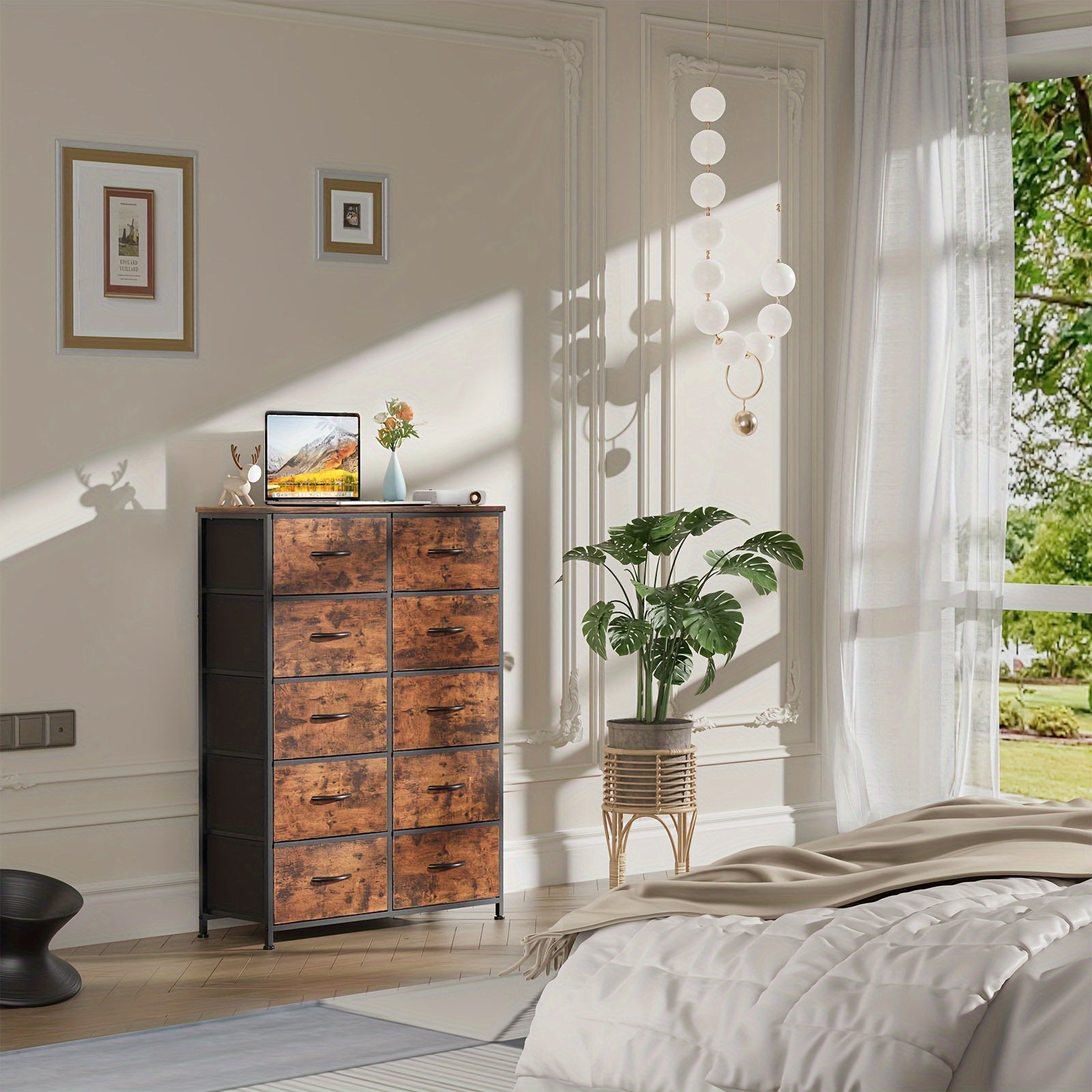 Idle Way Dresser For Bedroom With 10 Drawers Dresser With Metal Frame And Wood Tabletop Clothes Drawer Fabric Closet