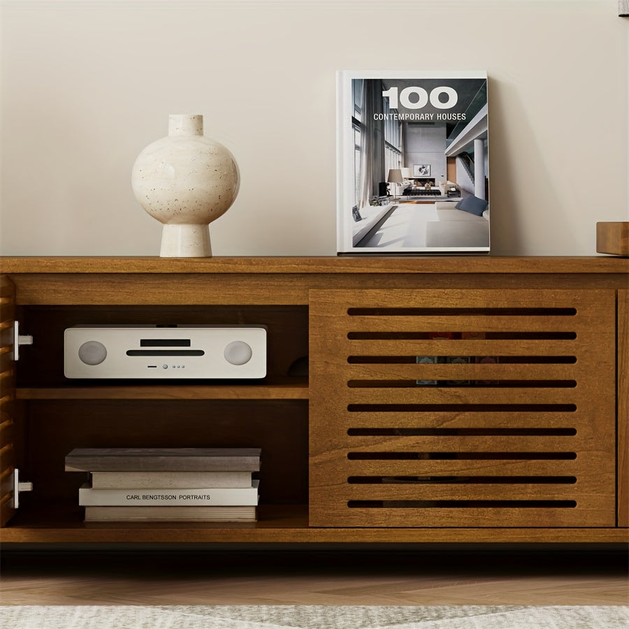 Mid-Century Modern Extendable TV Stand Wood-Based Panel & Hardwood Entertainment Center Farmhouse Media Console