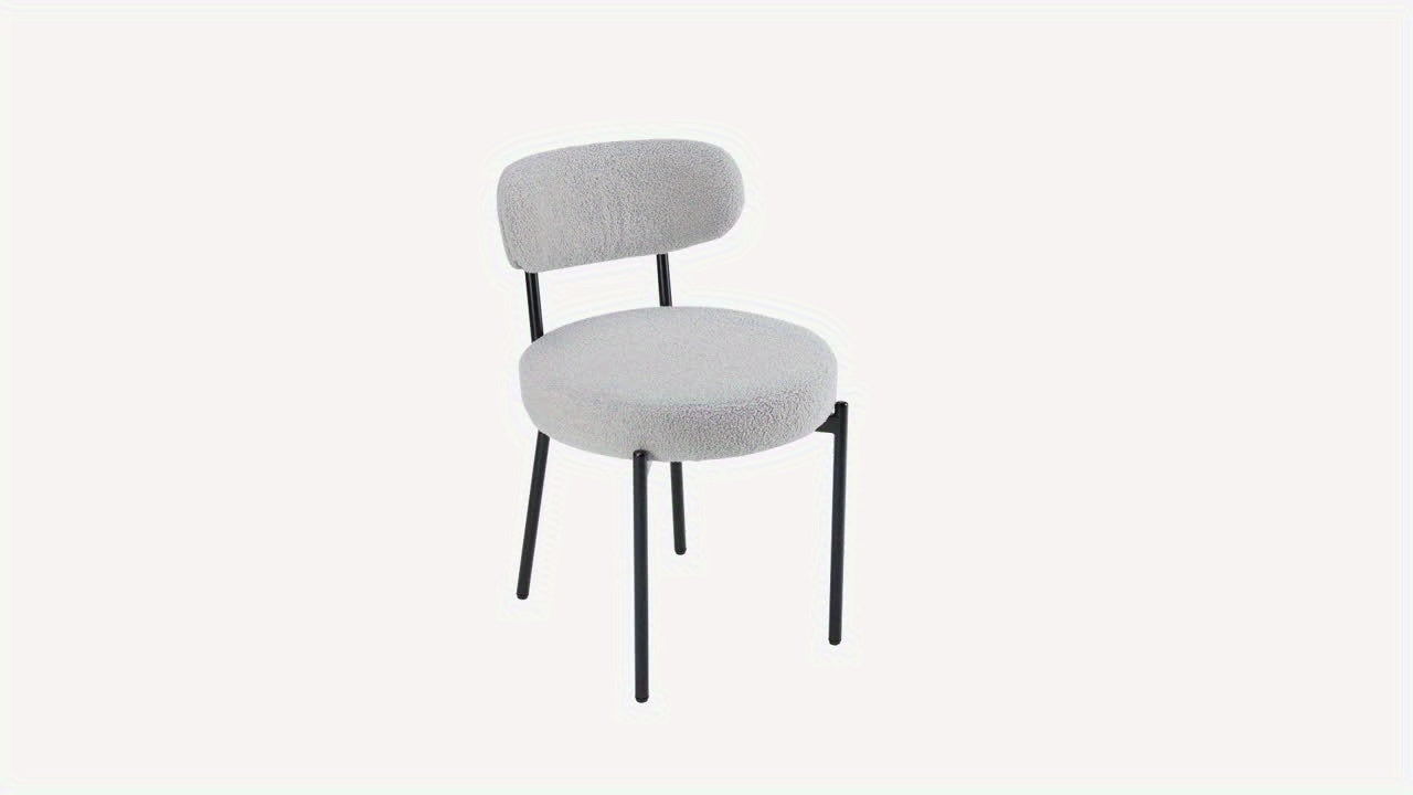 Dining chair set, cushioned kitchen chair with curved backrest and metal legs, medieval modern circular dining room vanity chair, living room chair