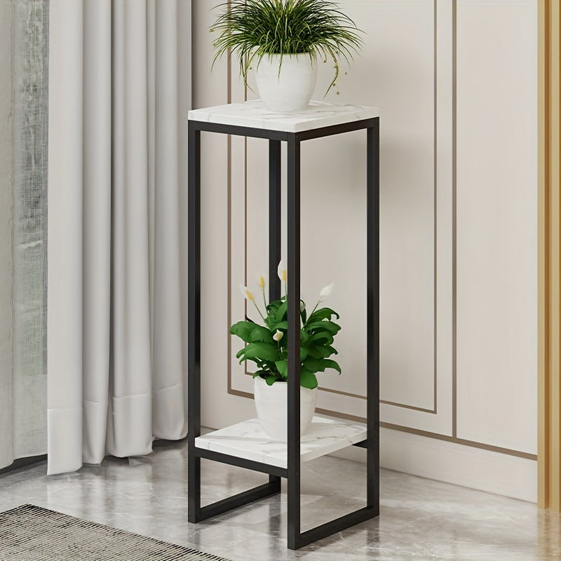 2-Tier Metal Plant Stand - Multifunctional indoor and outdoor flower stand for a variety of plants, perfect for patio, garden, living room or balcony decoration