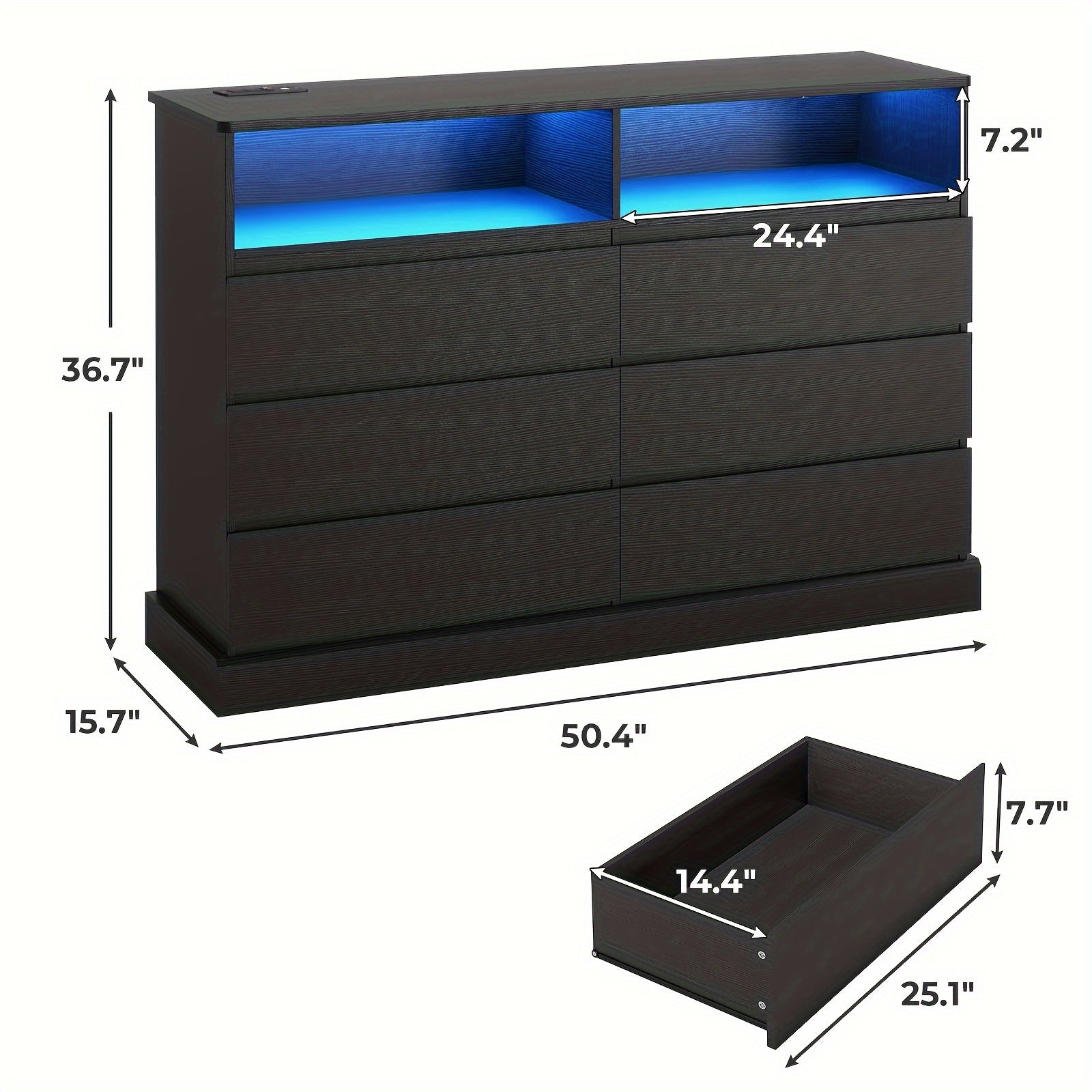 Bedroom Dressing Table With LED Lights And Charging Station Dressing Table With Handleless Drawers Modern Chest