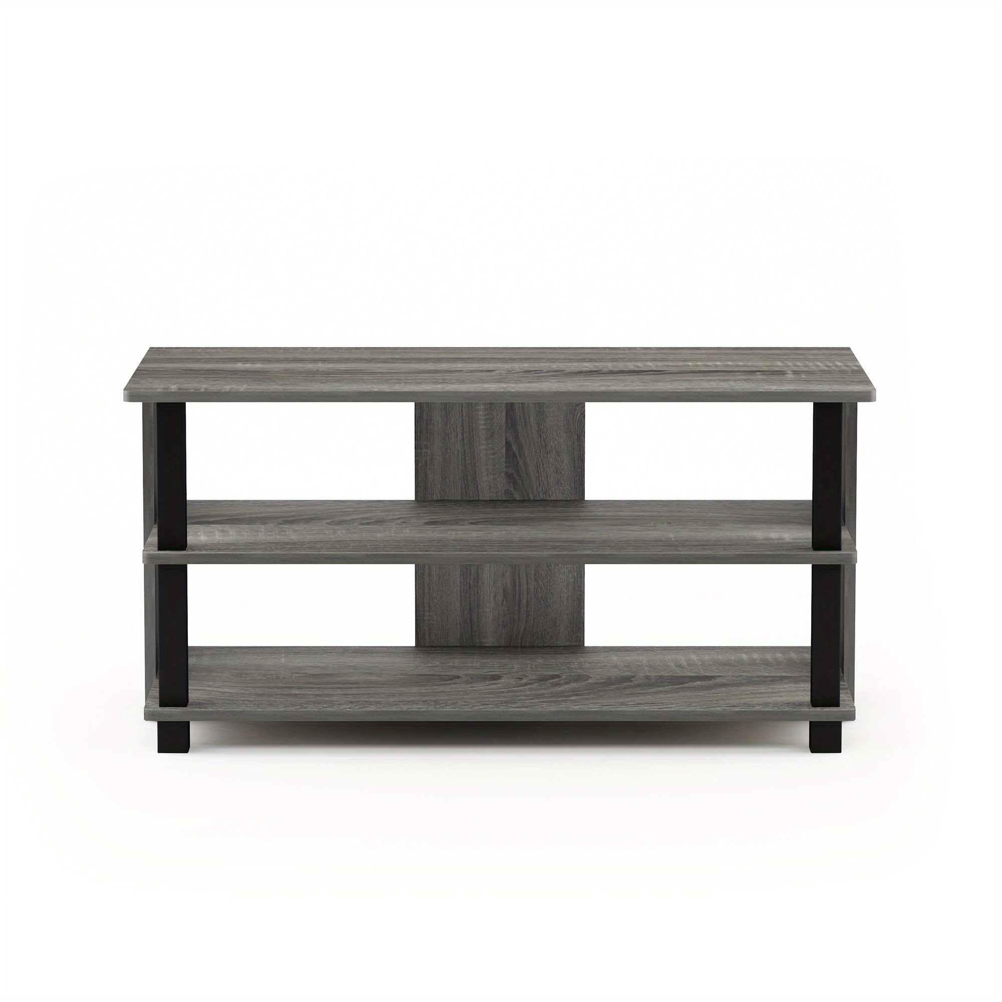 Modern 3-Tier TV Stand for Up to 40" TVs, Freestanding Wooden Media Shelf with Risers, Contemporary Style, Under 27" High