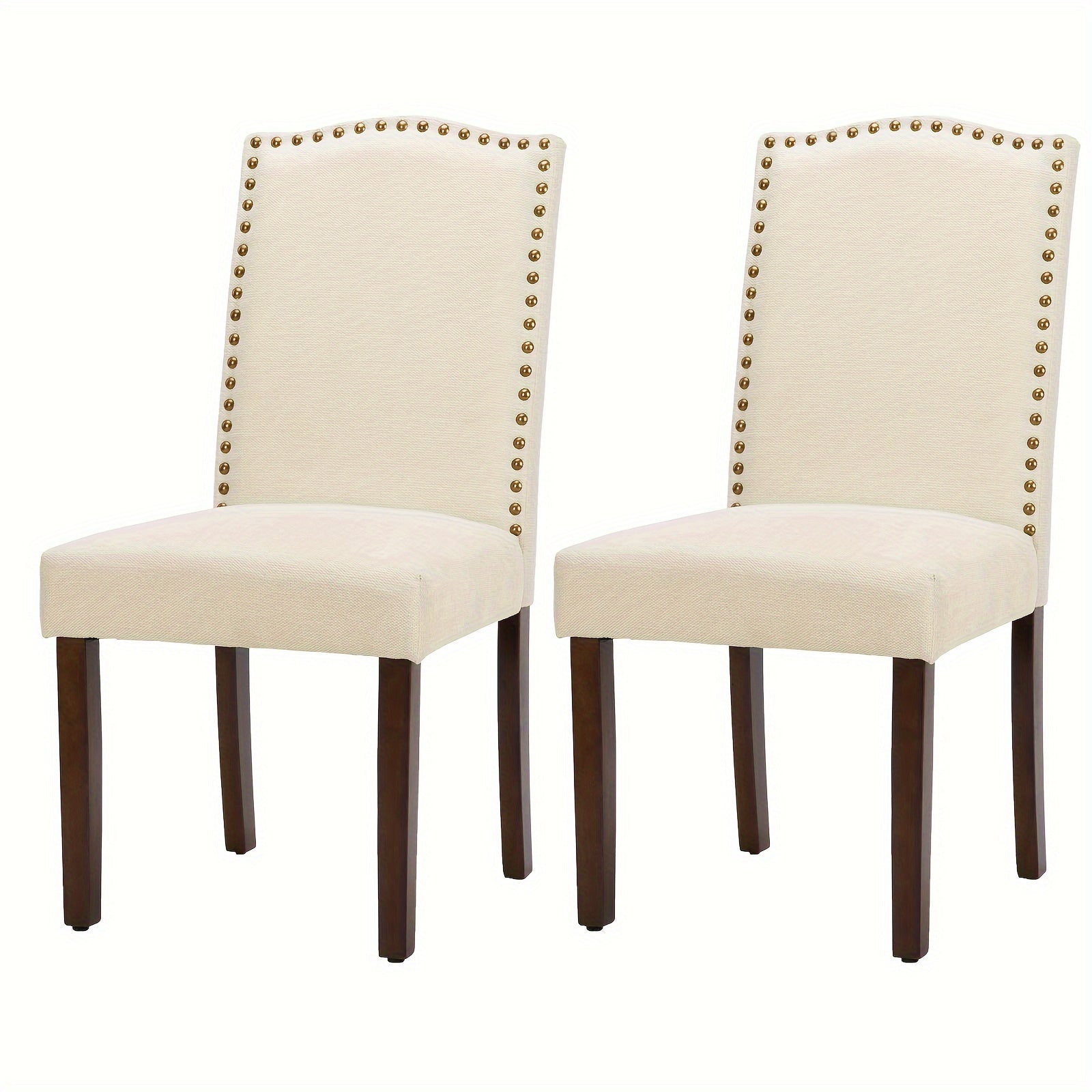 Dining Chairs Set of 2, Dining Room Kitchen Side Chair with Nailhead Trim and Wood Legs