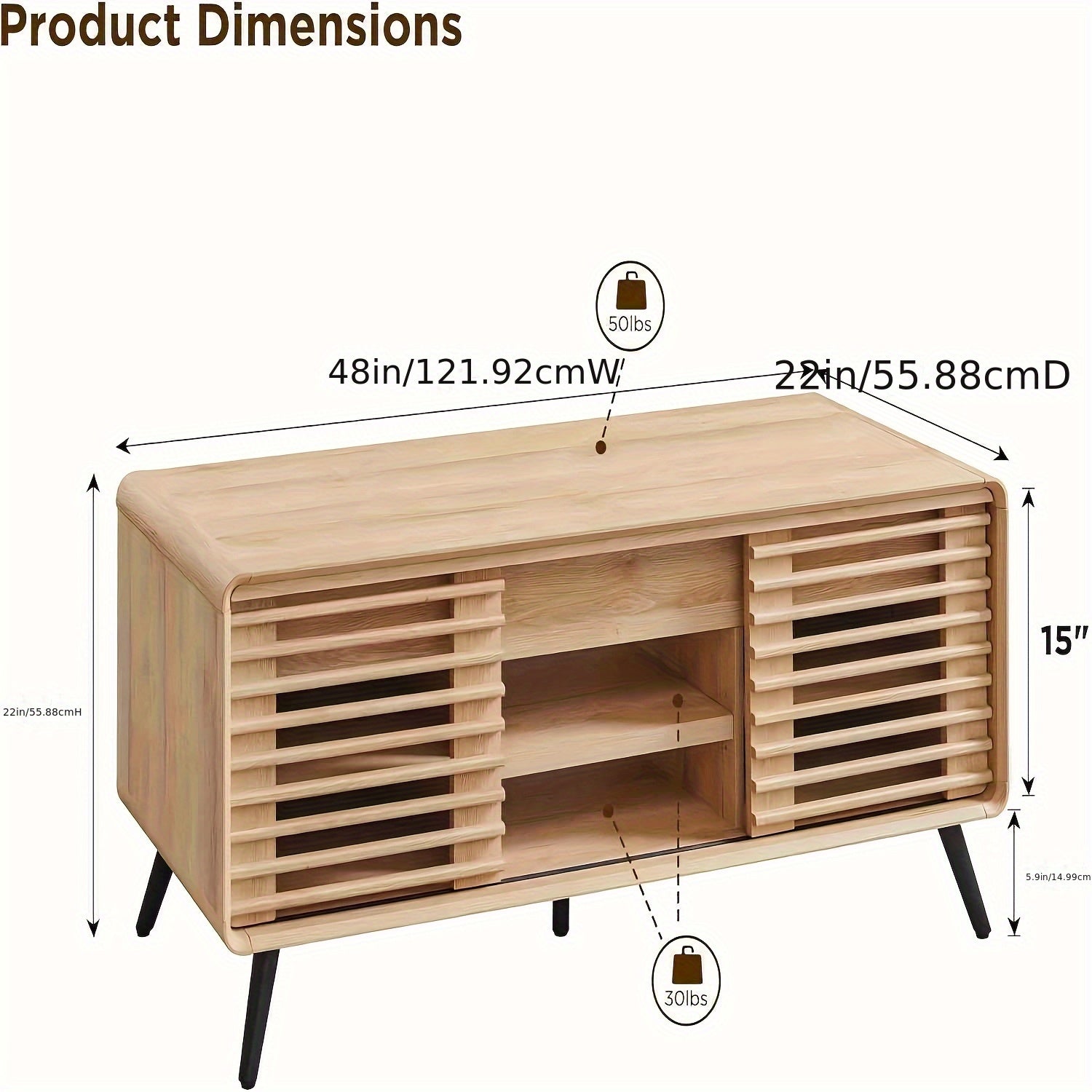 47 Inch Mid-Century Modern Wooden Coffee Table with Sliding Door - Adjustable Height, Hidden Storage & Shelf, Perfect for Living Room