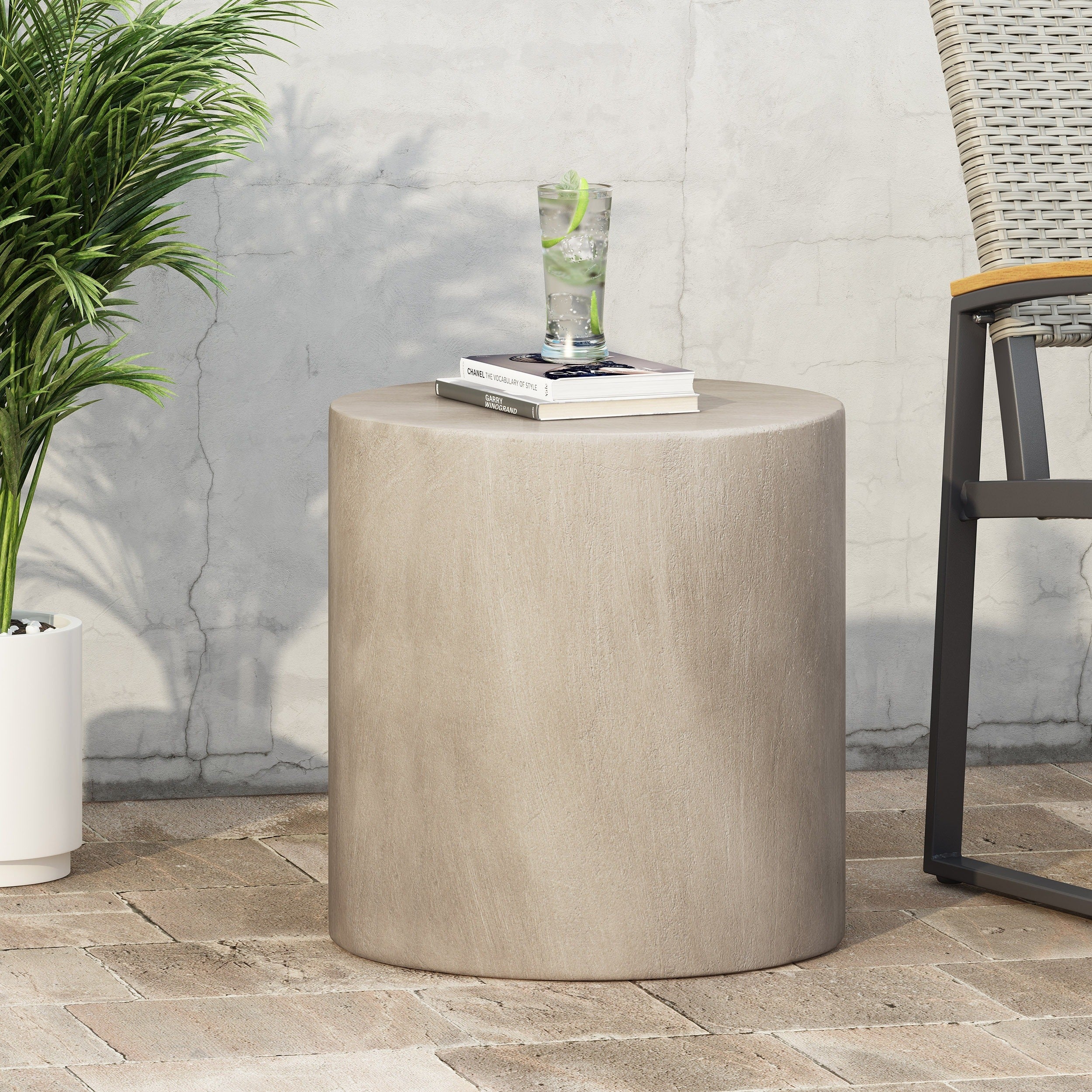 Light Concrete Side Table, Light Gray