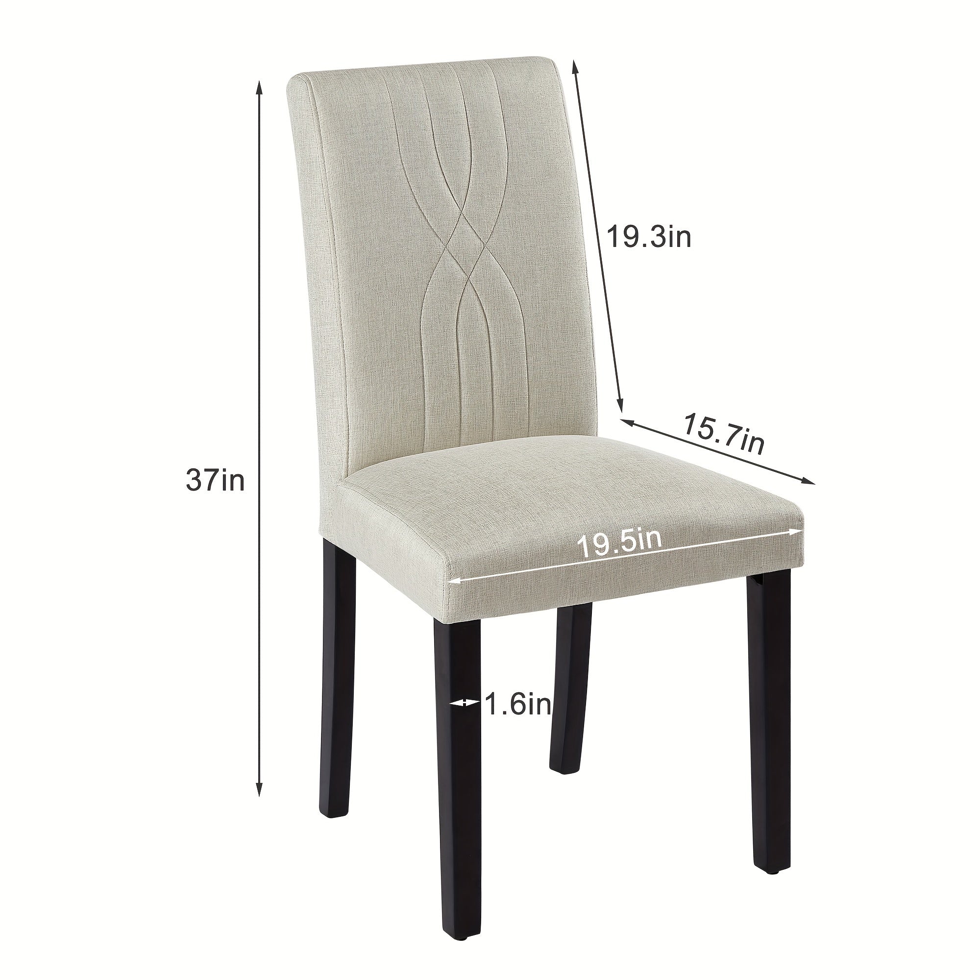 Set Of 2/4 Modern High Back Dining Chairs Fabric And Solid Wood Legs Chairs For Living Room, Dining Room, Beige