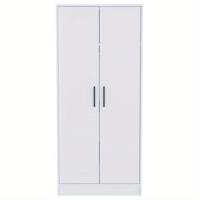 Elegant White Modern Armoire Wardrobe - Sleek Rectangle Storage Closet with Hanging Rod & Concealed Drawer, 71.1"H x 31.5"W x 19.69"D, Perfect for Bedroom Essentials, Portable Closets