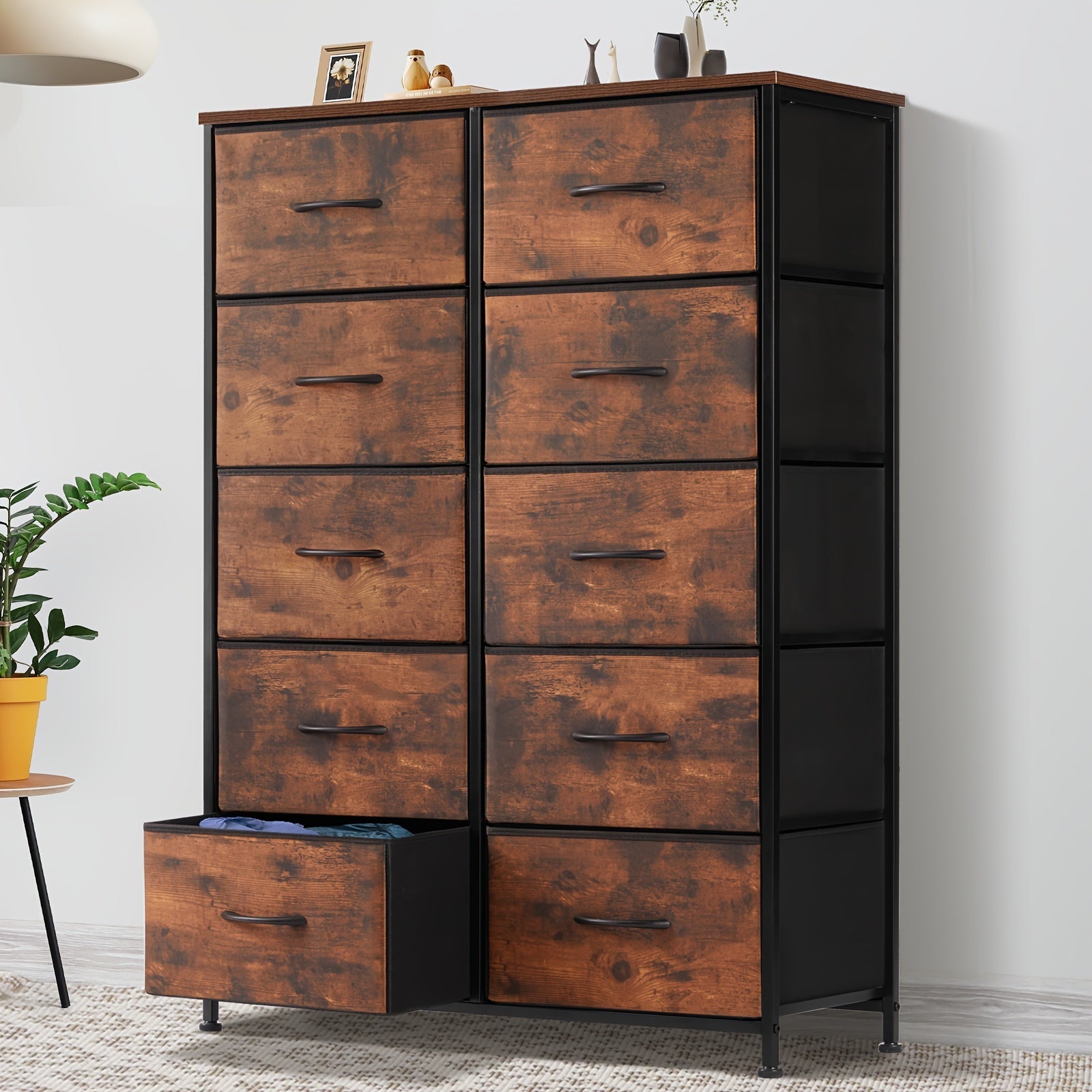 Idle Way Dresser For Bedroom With 10 Drawers Dresser With Metal Frame And Wood Tabletop Clothes Drawer Fabric Closet