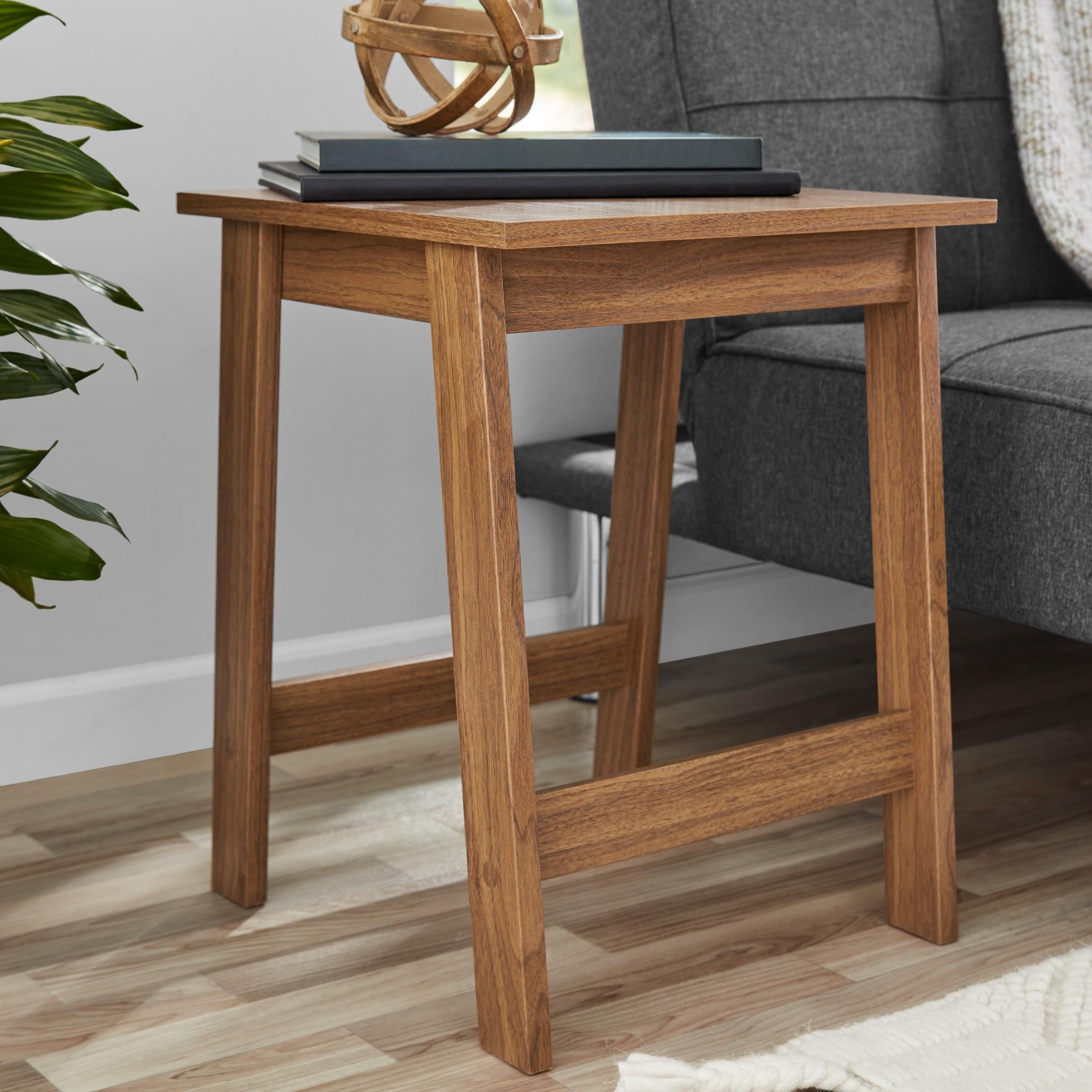 Small Square Wood Side Table, Walnut Finish