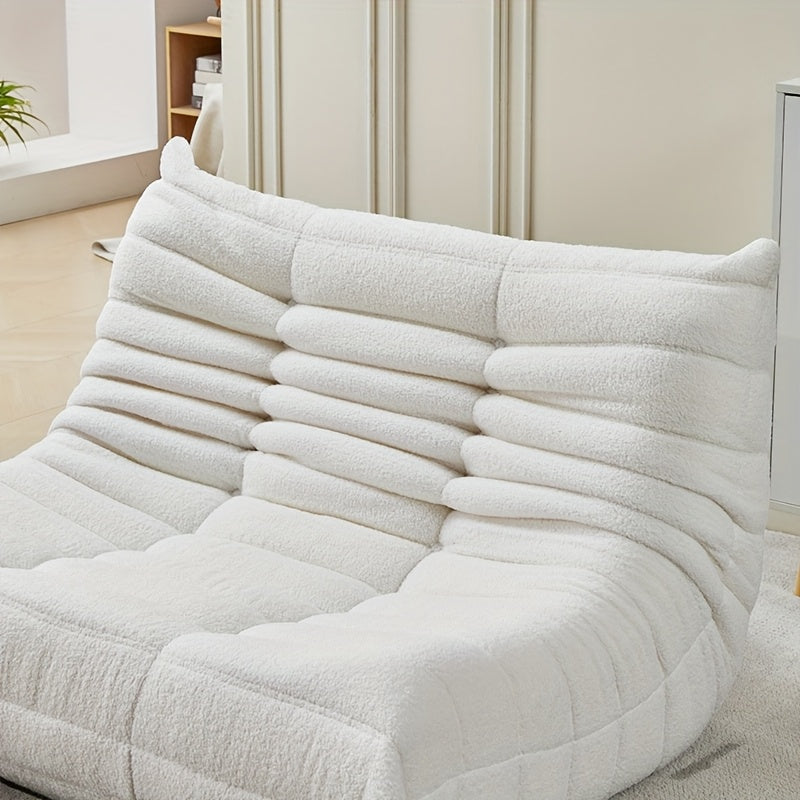 Luxurious Double Bean Bag Chair - Cozy Lambskin-Inspired, Two-Person Sofa Bed in Modern White - Plush Polyester/Memory Foam for Ultimate Comfort - Versatile for Living Room & Multiple Occasions