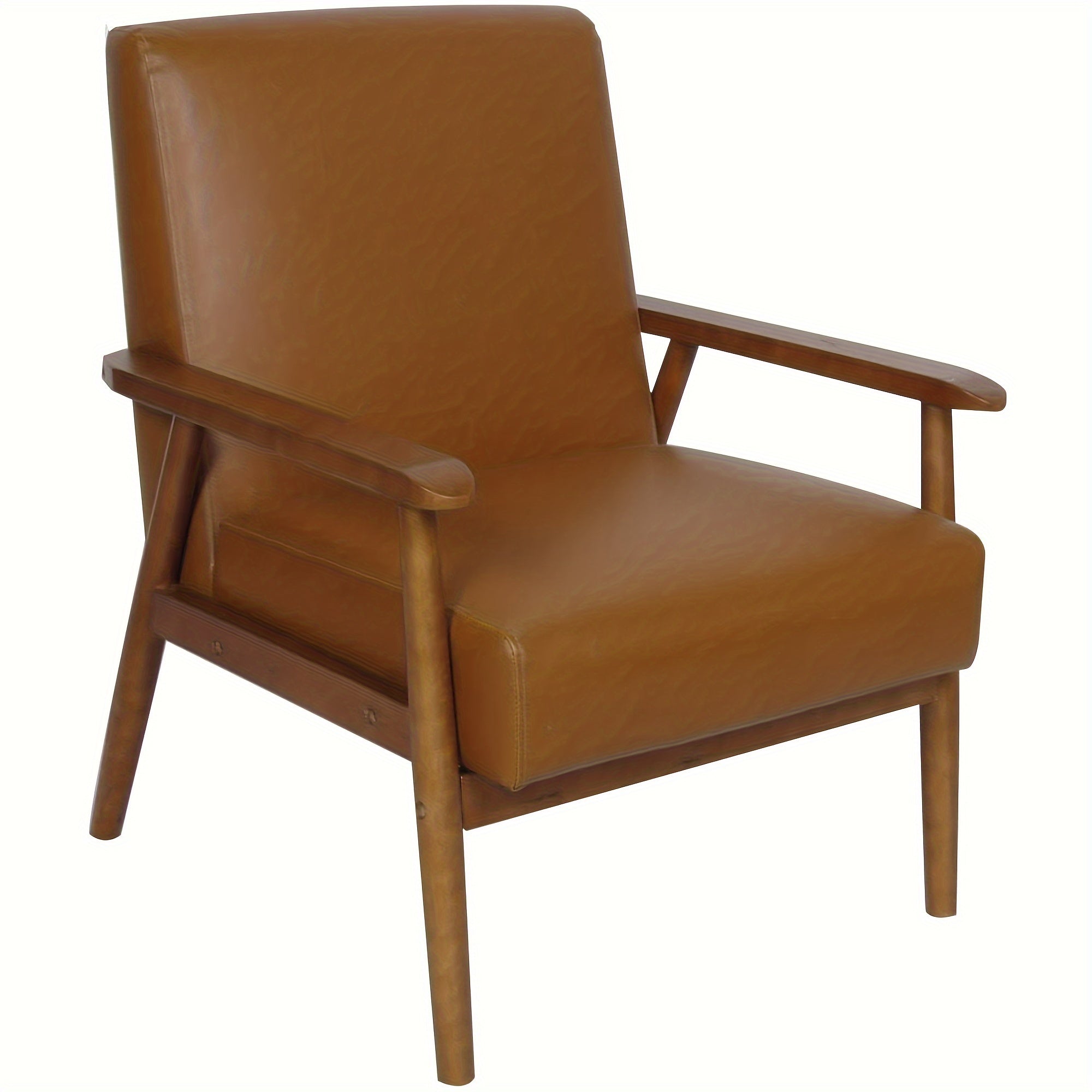 Mid-Century Accent Chairs For Living Room 27inch Wide Single Sofa Chair Armchair Wood Chair With Armrests, Brown