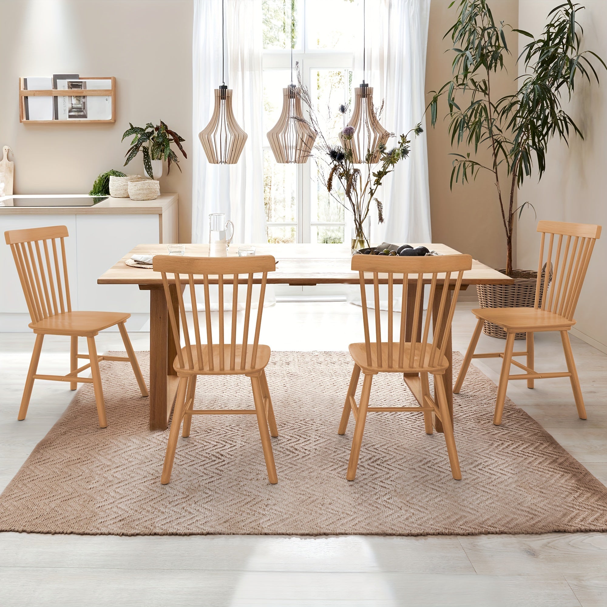 Dining Chairs Windsor Dining Chair Spindle Back Wood Dining Chair Kitchen Chairs Wooden Dining Chair, - Dark Wood Color