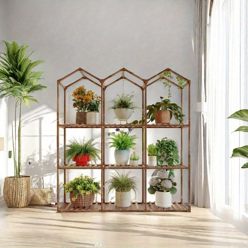 Vintage Castle-Inspired 9-Tier Plant Stand - Versatile Indoor/Outdoor Flower & Ivy Rack with Hammer and Gloves Included