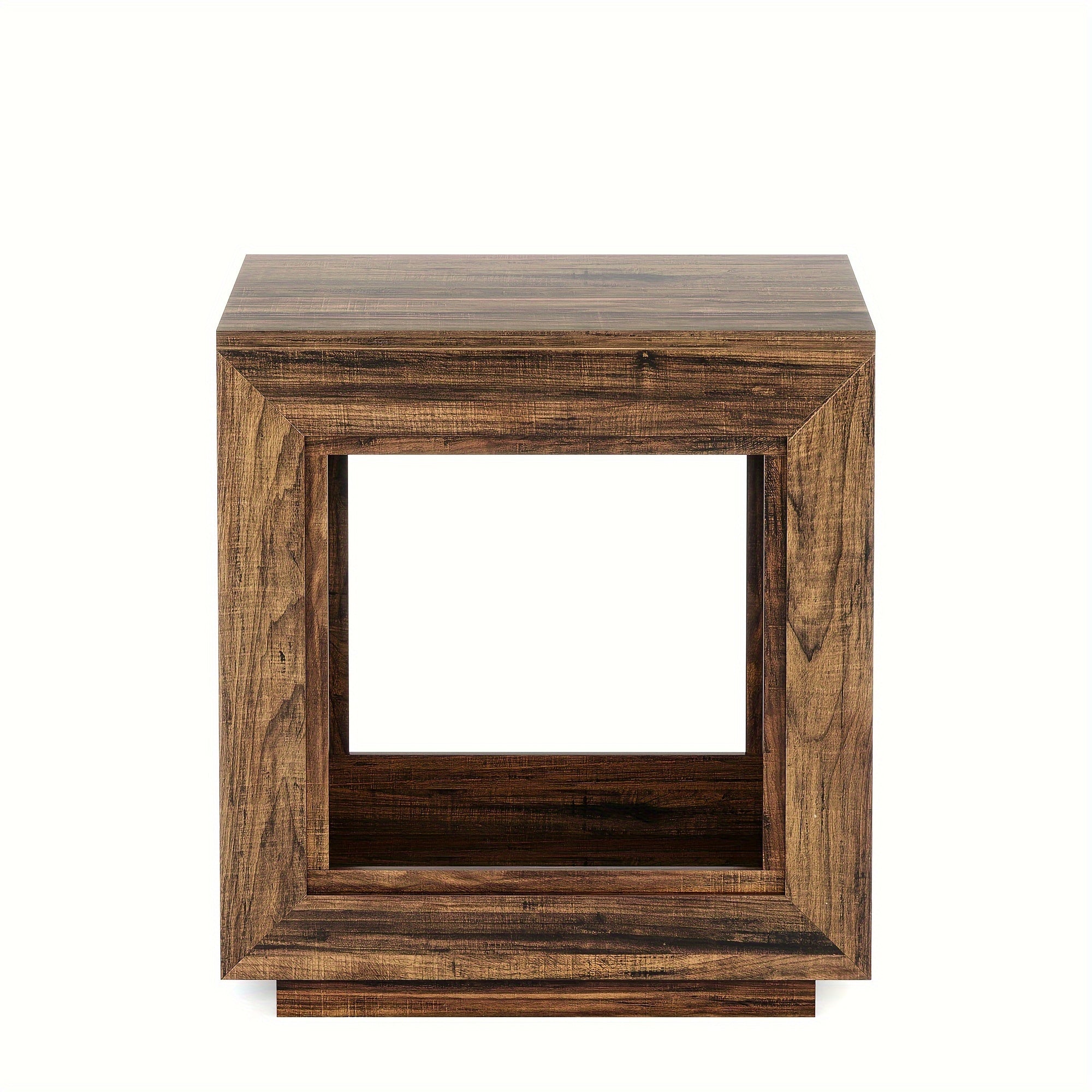 25 Inch solid wood side table, square side table, bedside table with storage function