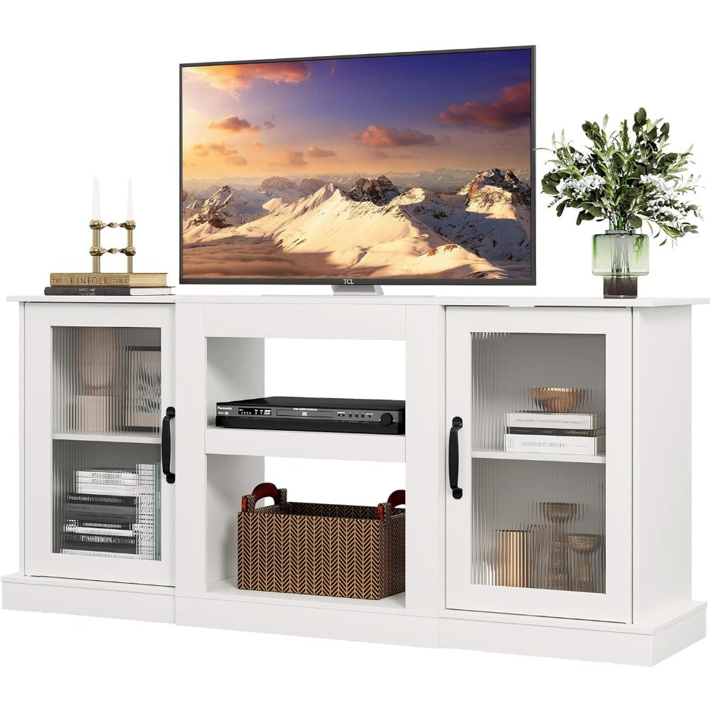 Retro Stable TV Stand for 65 inch TV, Cabin TV Console Cabinet with Storage, Open Storage Rack Entertainment Center for Living Room and Backyard