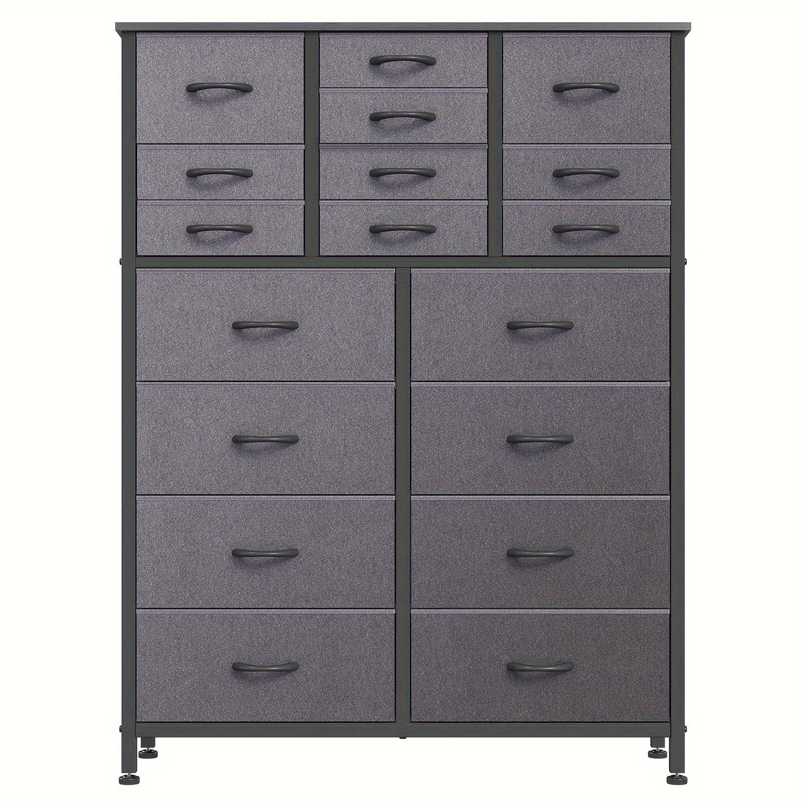 Dresser for Bedroom Tall Dresser Chests of Drawers with 18 Fabric Drawers Wood Top for Closets Living Room - Gray