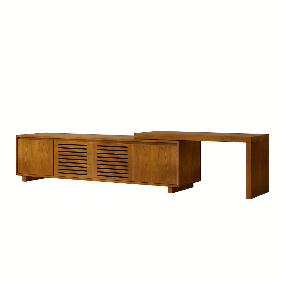 Mid-Century Modern Extendable TV Stand Wood-Based Panel & Hardwood Entertainment Center Farmhouse Media Console