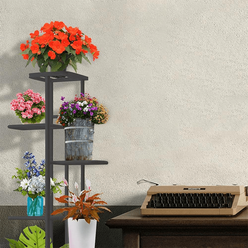 3-Tier Black Metal Plant Stand - Waterproof, No Assembly Required, Perfect for Indoor & Outdoor Garden Decor, Ideal for Home & Patio, Outdoor Patio Decor, Garden Houses