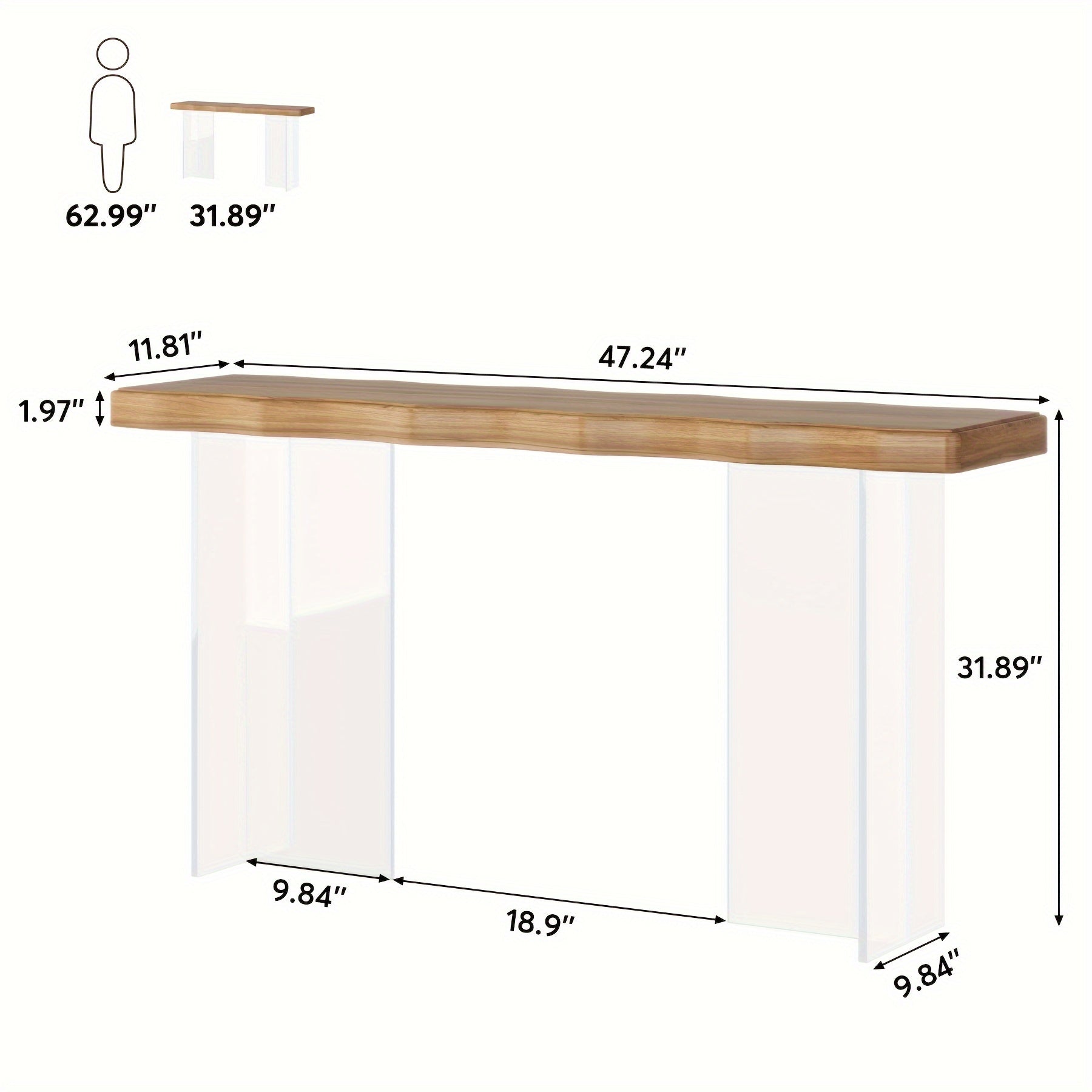 Modern Acrylic Entrance Table, Transparent Narrow Sofa Table, Suitable for Multifunctional Decorative Tables in Living Rooms, Corridors, And Lobbies, Easy to Assemble, Uniquely Designed Furniture, As a Gift for Christmas And