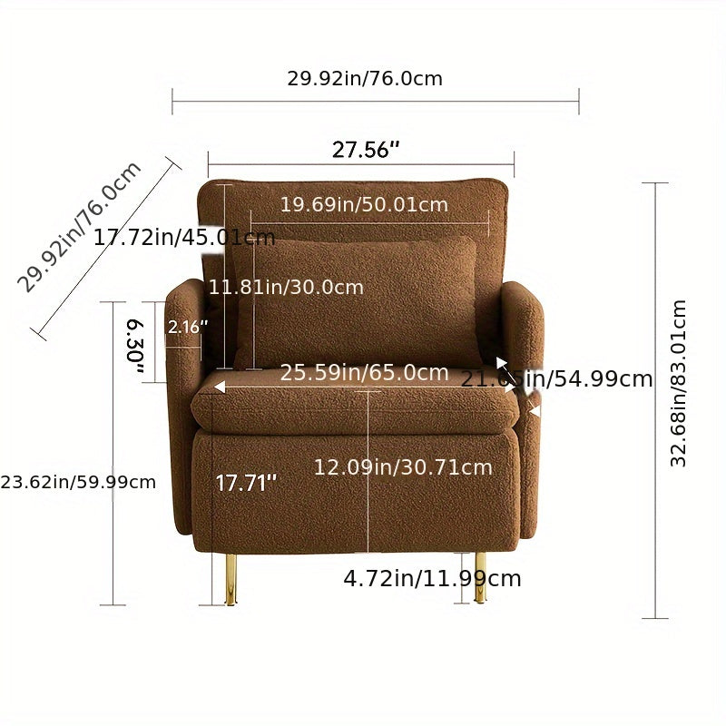 Modern Armchair, Comfortable And Cozy Sherpa Cushioned Armchair, Furry Reading Chair With Slim Armrests, Furry Single Club Sofa Chair, Suitable For Living Room, Bedroom, And Many Other Occasions