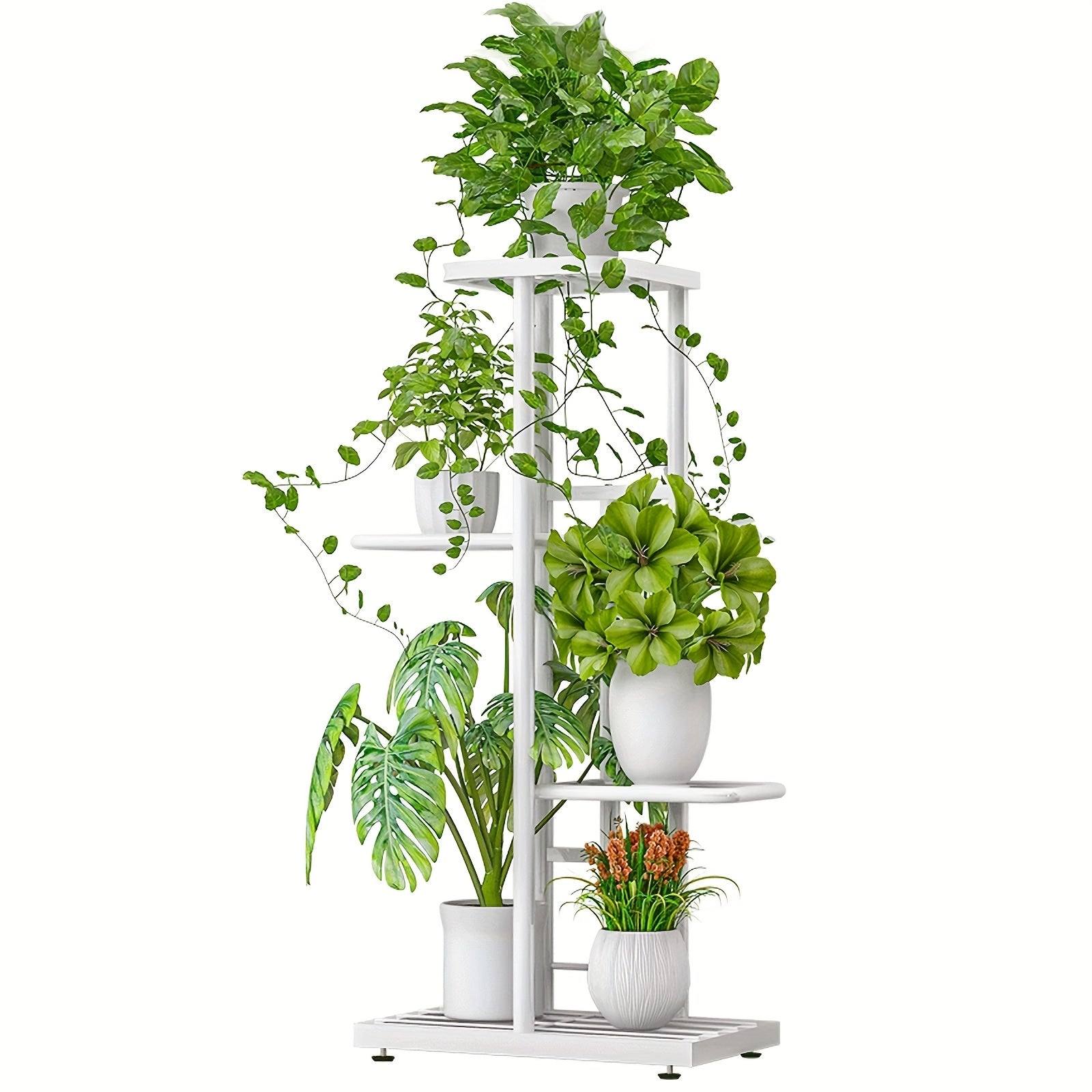 Plant Stand Indoor Outdoor Metal 4 Tier 5 Potted Multiple Flower Pot Holder Shelf Planter Display Shelving Unit for Patio Garden Corner Balcony Living Room