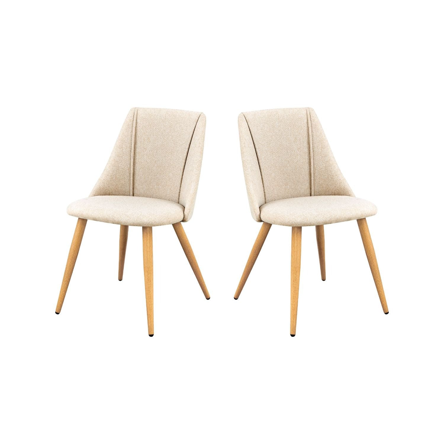 Set of 2 Comfortable Dining Chairs with Stylish Fabric Beige/Dark Blue & Sleek Metal Legs, Perfect for Restaurants, Cafés, Airport Lounges and Dining Areas