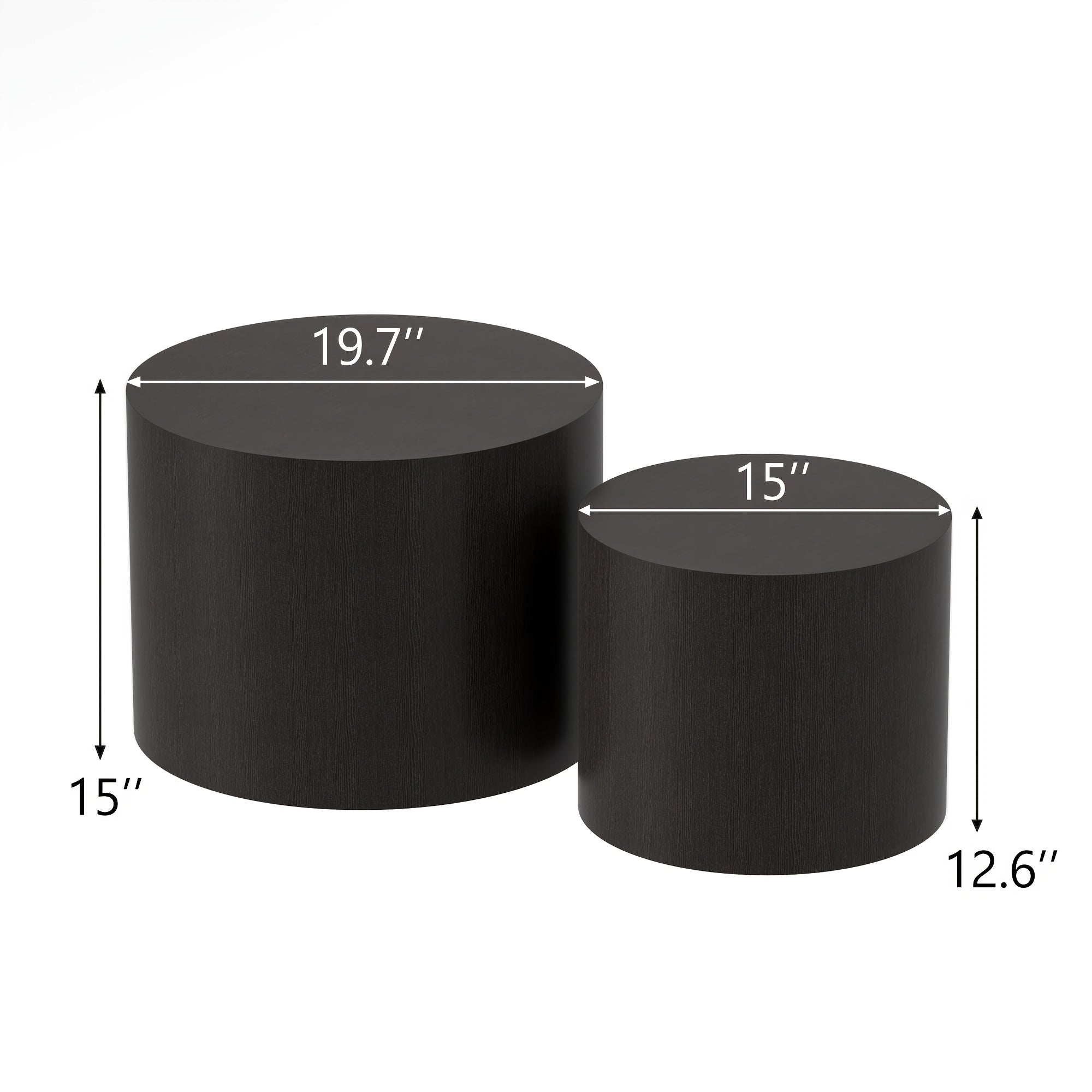 50cm Round Wooden Coffee Tables Modern Nesting Coffee Table Set of 2 Indoor Side Table for Small Spaces Living Room