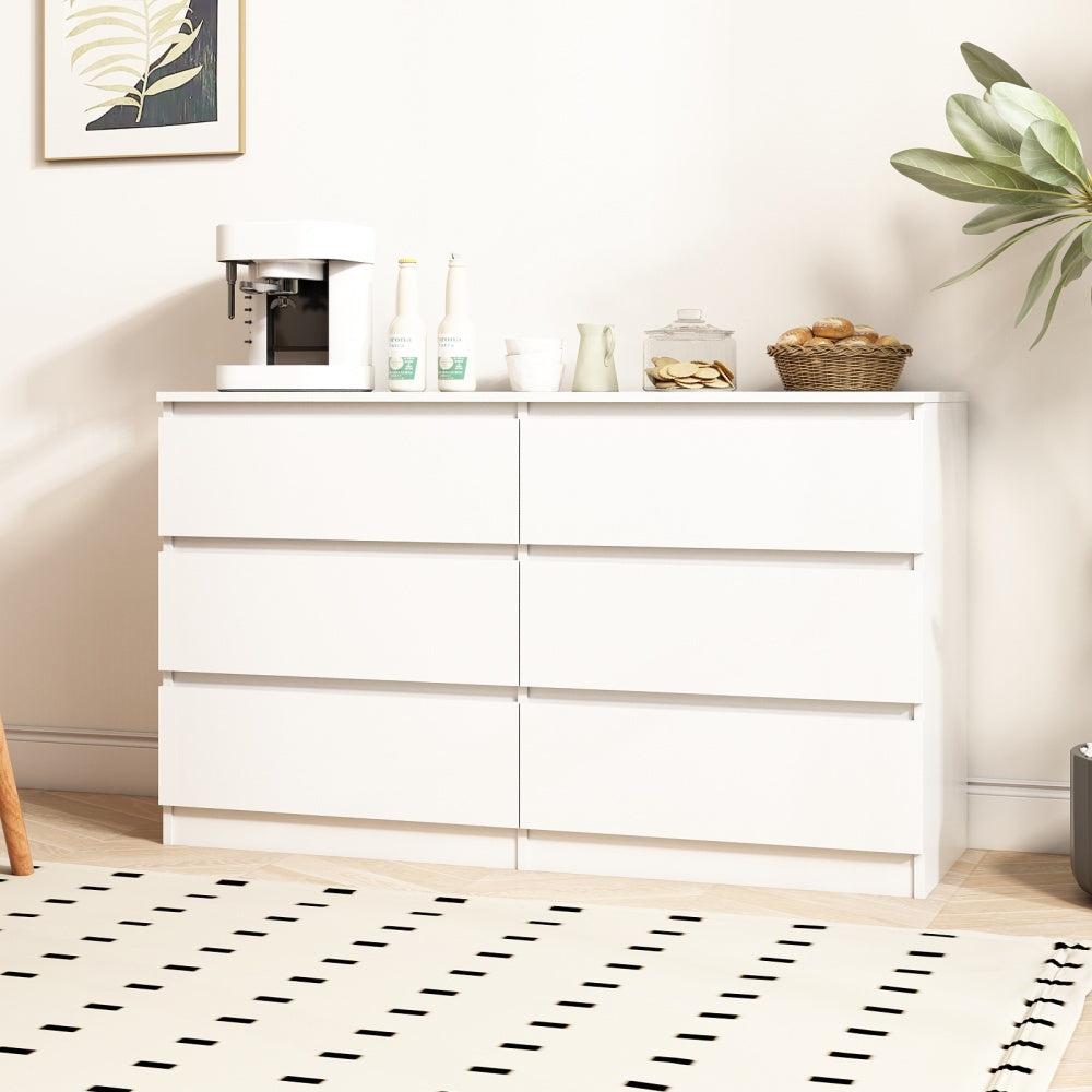 Modern Minimalist Spacious Large 6 Drawers Chest of Drawer Dressers Table Perfect for Organize Clothes Accessories