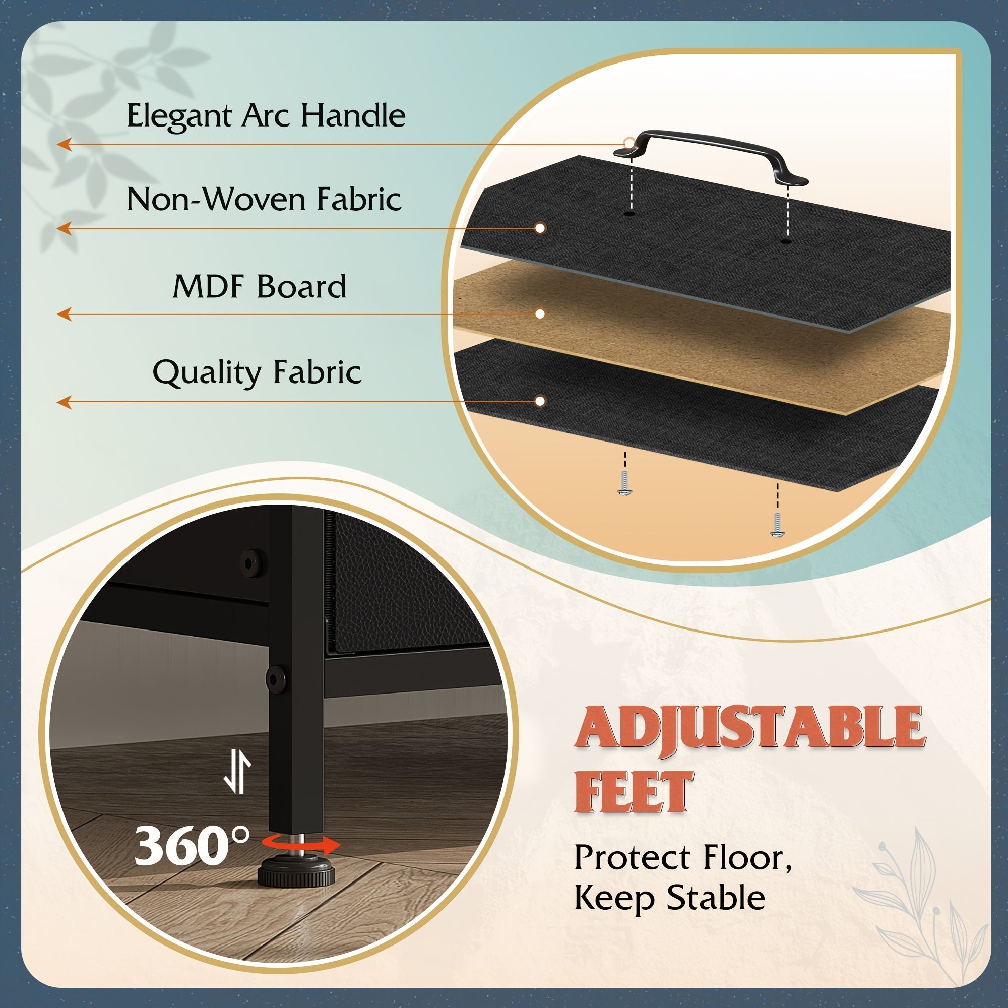 Wide Fabric Dresser 6 Drawer Dresser TV Stand for 60’’ TV Dressers Bedroom Furniture Large Storage Tower Unit