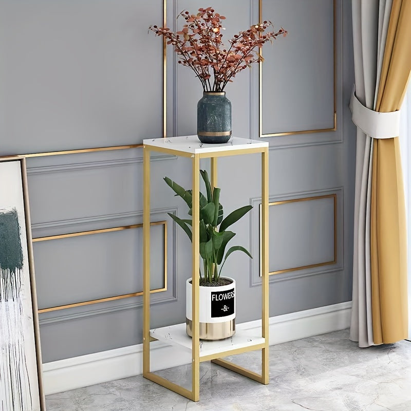 2-Tier Metal Plant Stand - Multifunctional indoor and outdoor flower stand for a variety of plants, perfect for patio, garden, living room or balcony decoration