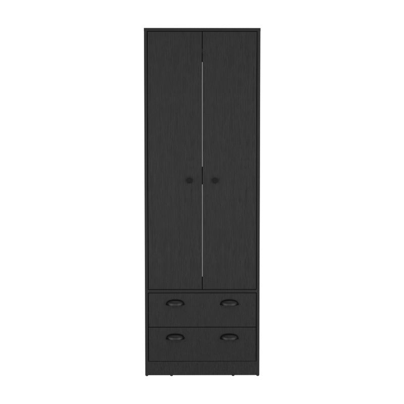 Armoire with Double Door and 2-Drawers -Black, Storage Boxes for Organizing