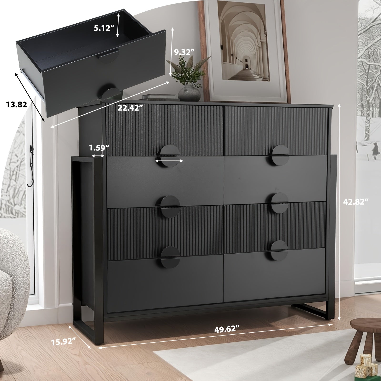 Dressers for Bedroom 4/8 storage compartment Dresser Chest Of Drawers with Metal Frame Storage Organizer Unit