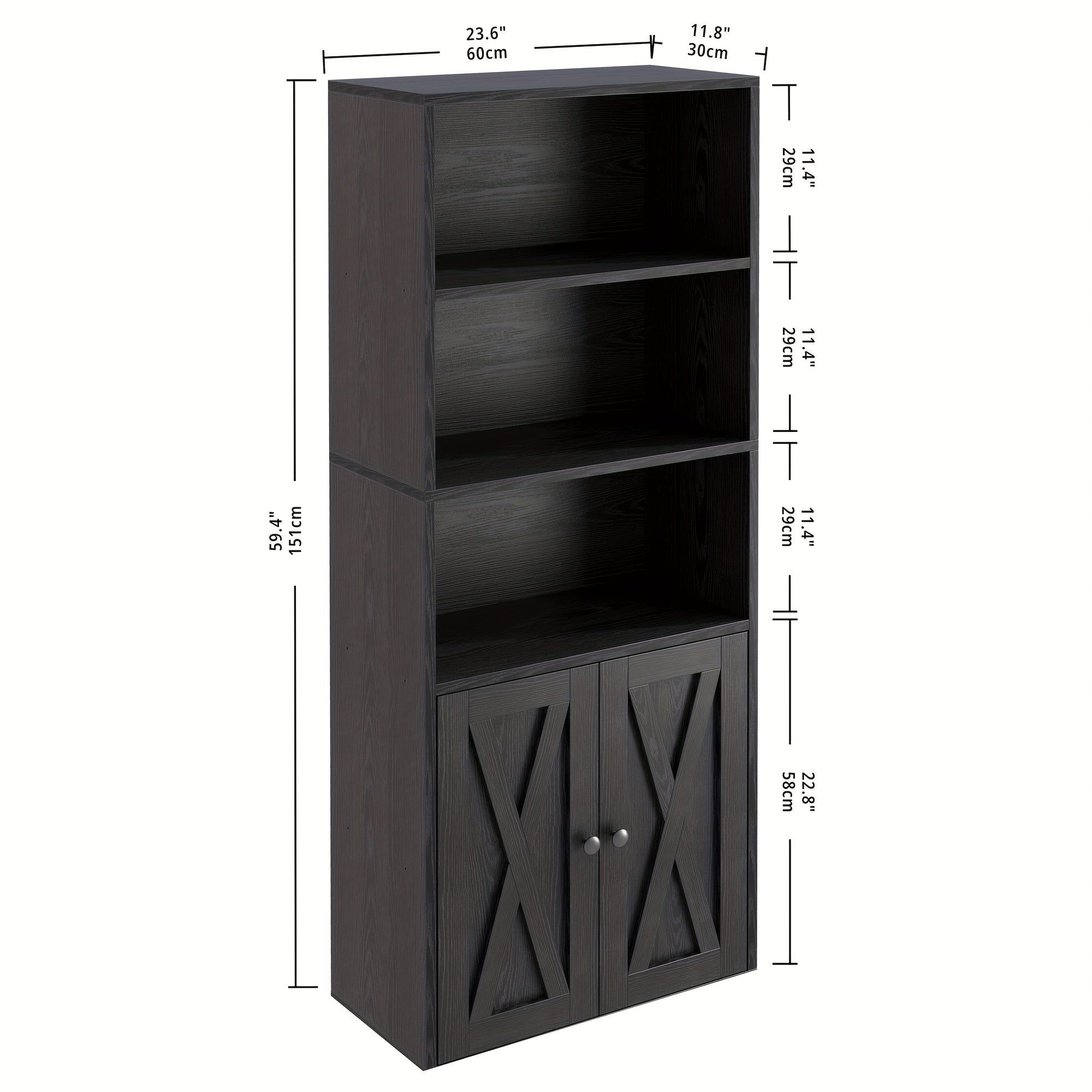 Industrial Bookshelves And Bookcases With Doors 11.8 In Depth Floor Standing 5 Shelf Display Storage Shelves Bookcase