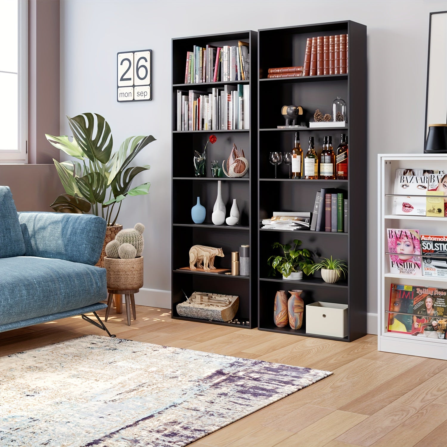 6-Tier Open Bookcase and Bookshelf Freestanding Display Storage Shelves Tall Bookcase for Bedroom Living Room