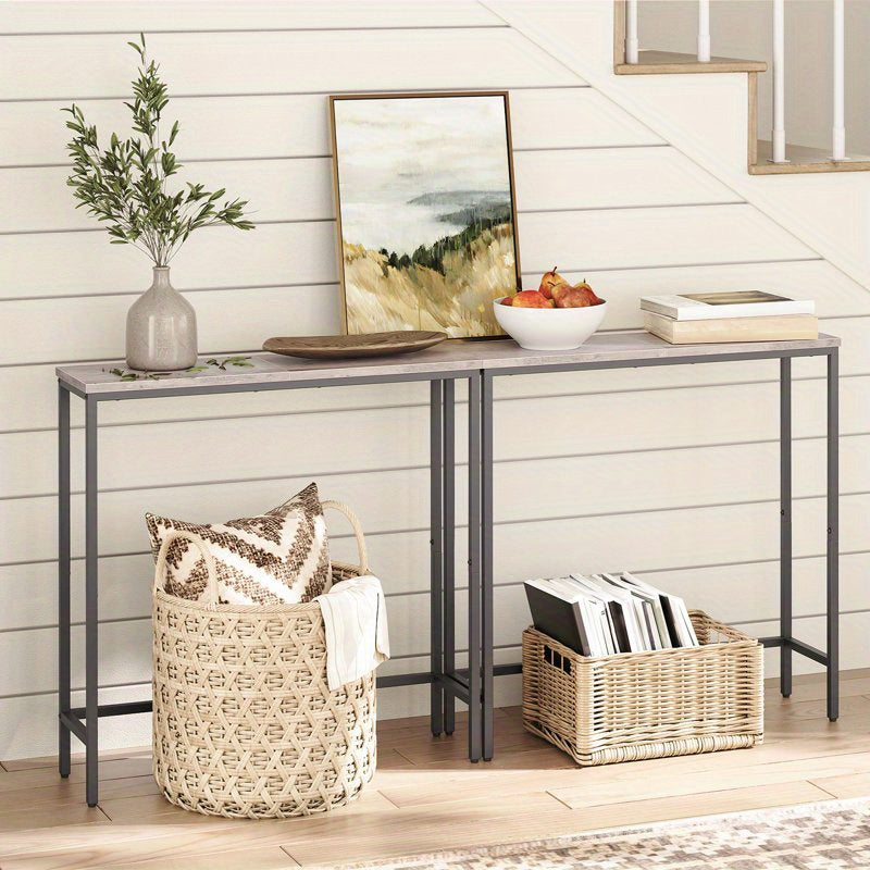 Narrow Console Table, 29.5" Small Entryway Table, Thin Sofa Table, Side Table, Display Table, for Hallway, Bedroom, Living Room, Foyer, Greige and Black, Black, White and Golden