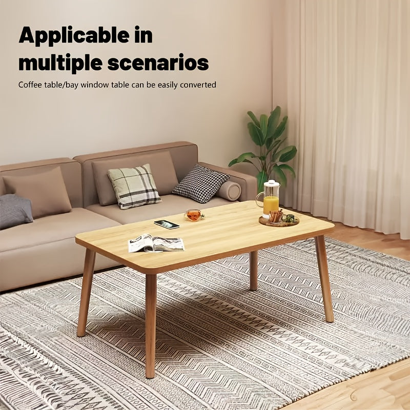 1pc Modern Wooden Coffee Table, Stable Floor Bracket, Space Saving, Easy To Assemble, Multifunctional Storage Shelf For Living Room & Bedroom, No Metal Plumbing, Wooden Material, Floor Mounting, Practical