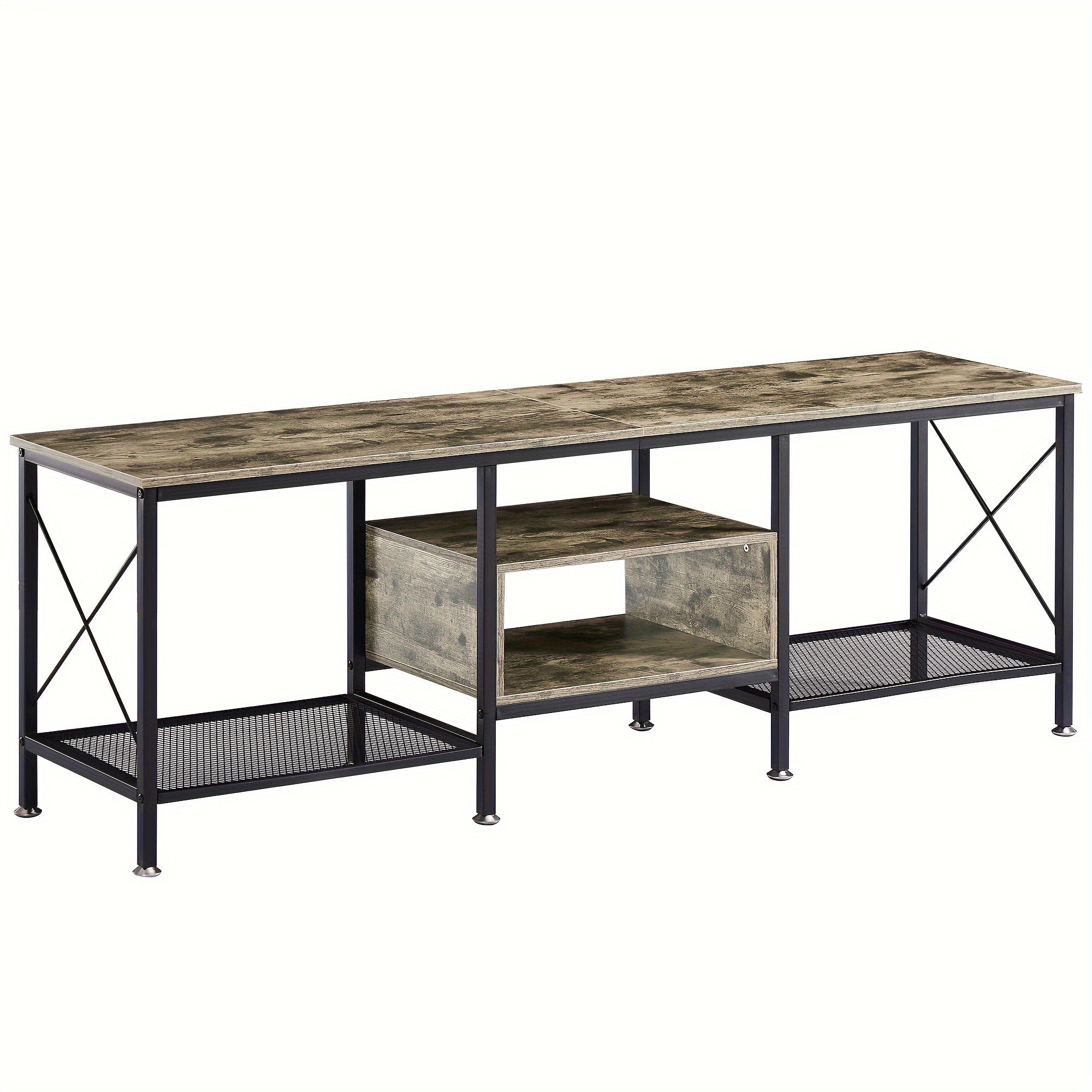 178cm Industrial TV Stand for 203cm Televisions Metal Frame with Open Storage - Gray / 63 in - TV Stand Westberry