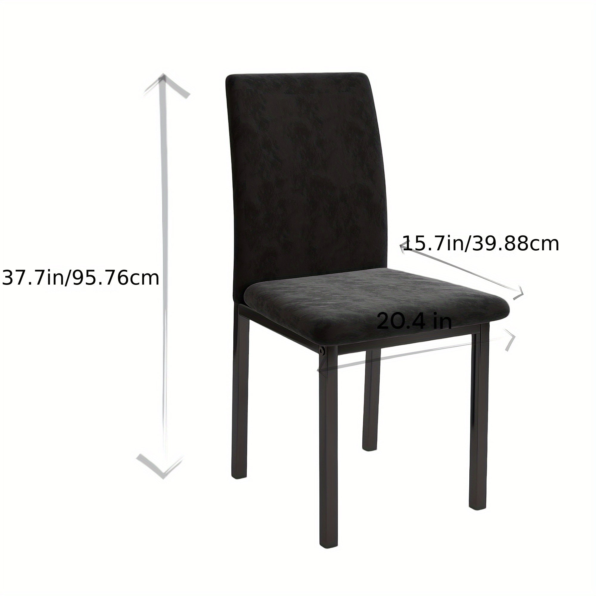 Set Of 6 Velvet Upholstered High Back Dining Chairs - Modern Seating With Sturdy Metal Legs And Comfortable Design For Kitchen, Bedroom & Living Room, Black