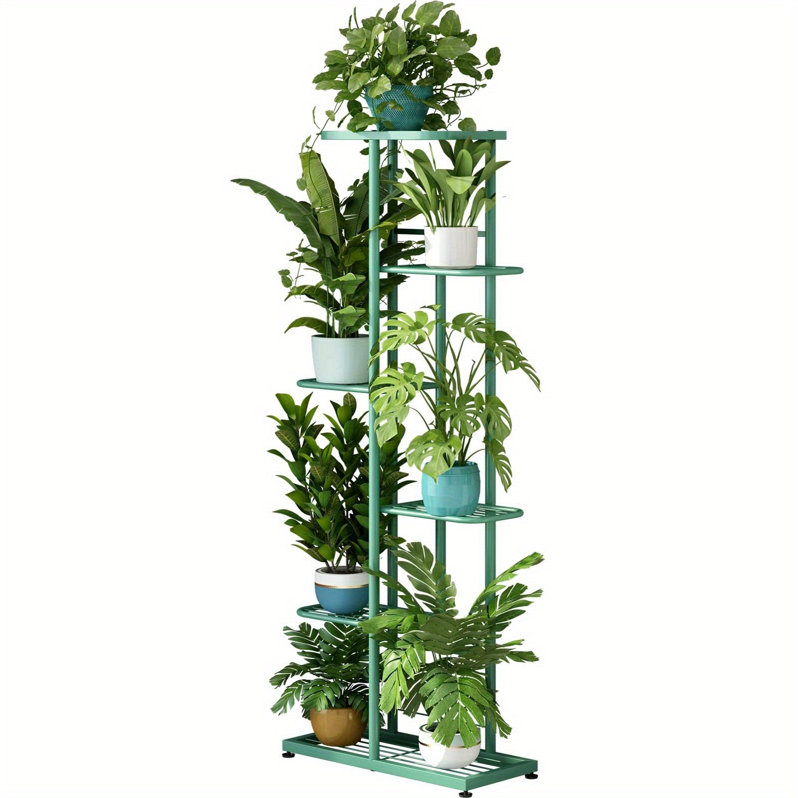 6-Tier Metal Plant Stand for 7+ Pots - Versatile Indoor & Outdoor Display Shelf in White, Bronze, Dark Grey, Light Green - Durable, Easy Assembly, Ideal for Patio, Garden, Corner, Balcony, Living Room Decor, Multiplan